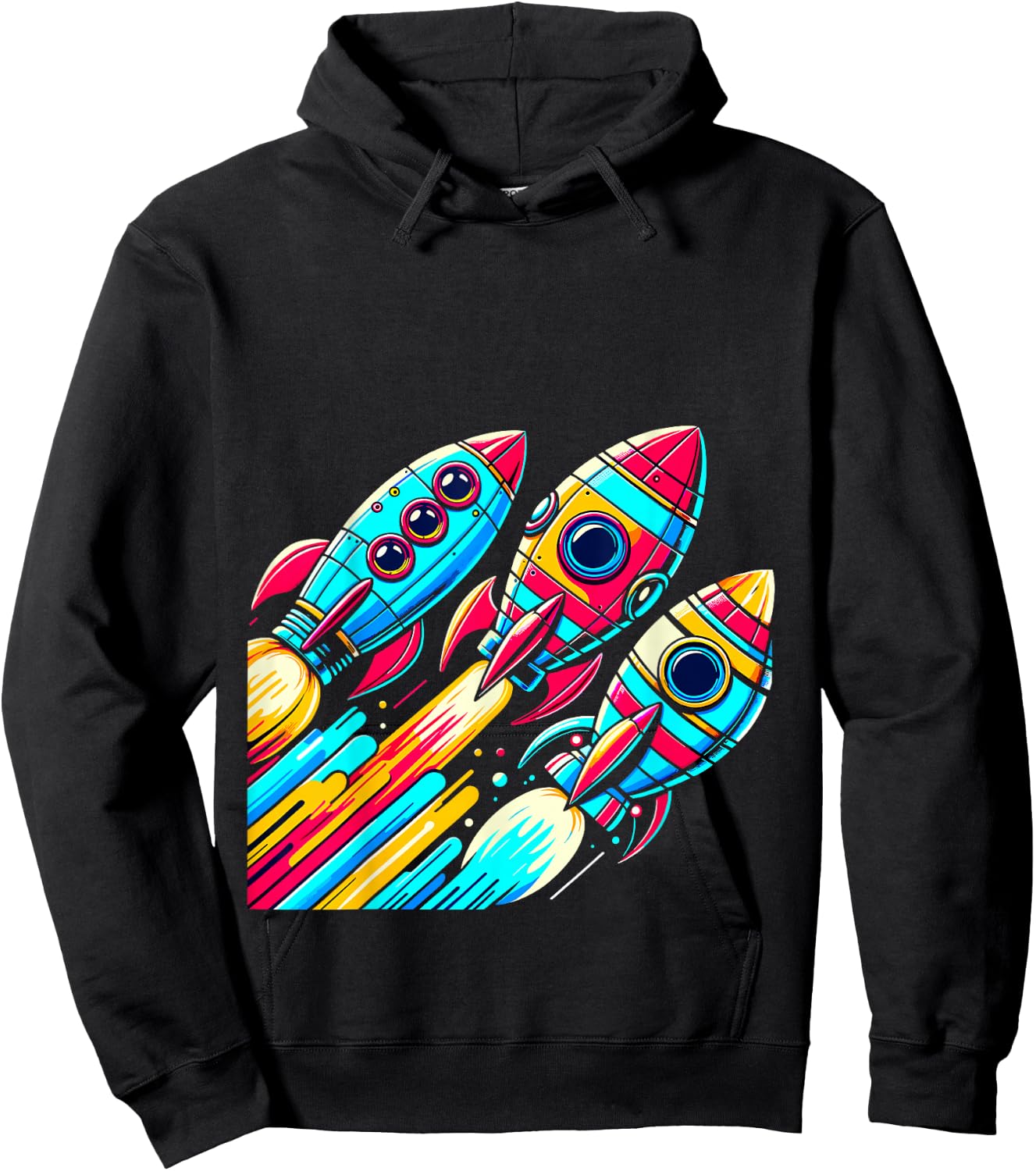 Rocket Ships Astronaut Space Hoodie - Hoodie | Black