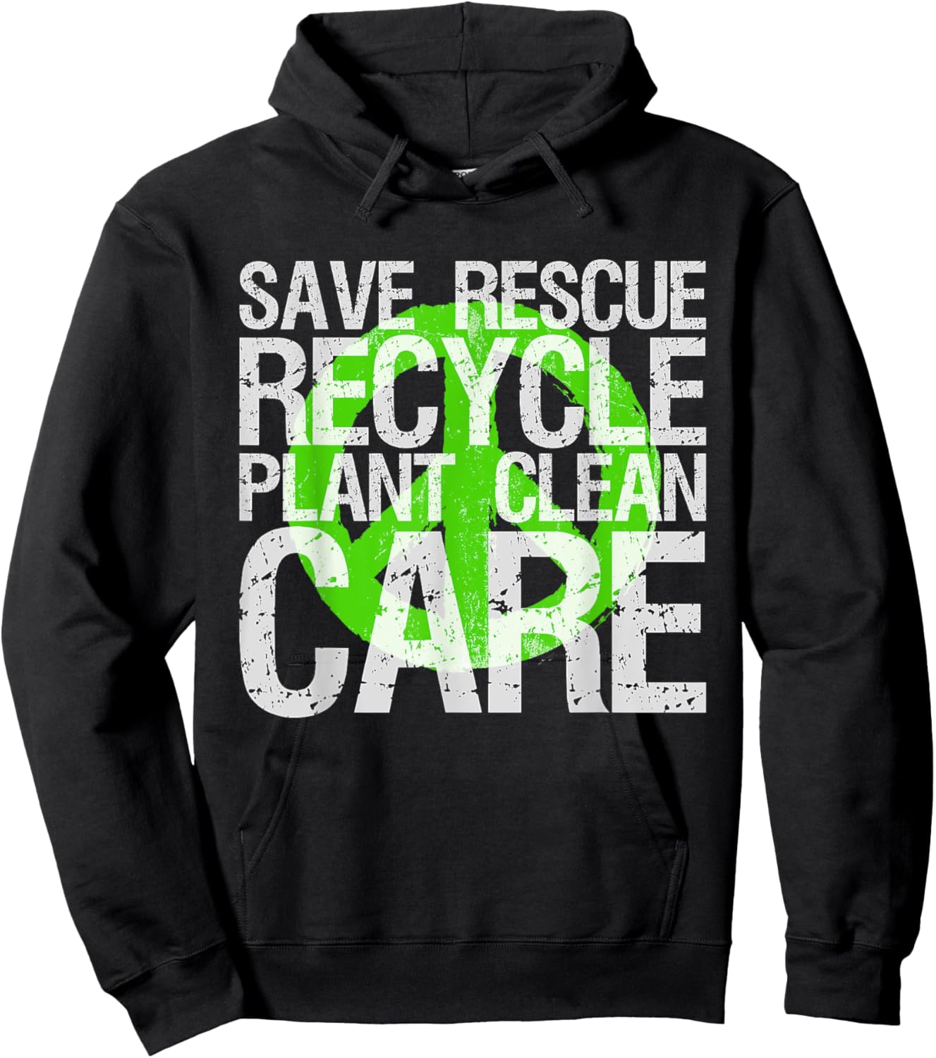 Save Rescue Recycle Plant Clean Care Earth Awareness Hoodie - Hoodie | Black