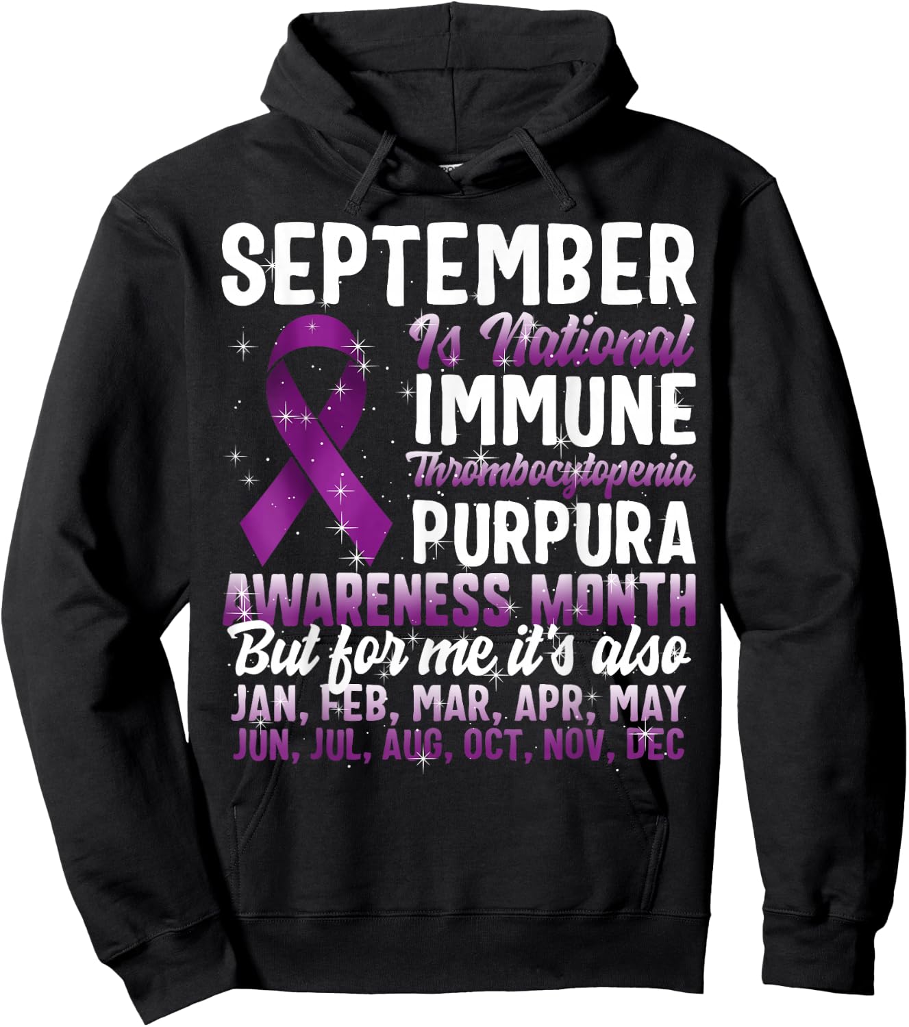 September National ITP Awareness Month Auto-Immune Purpura Hoodie - Hoodie | Black