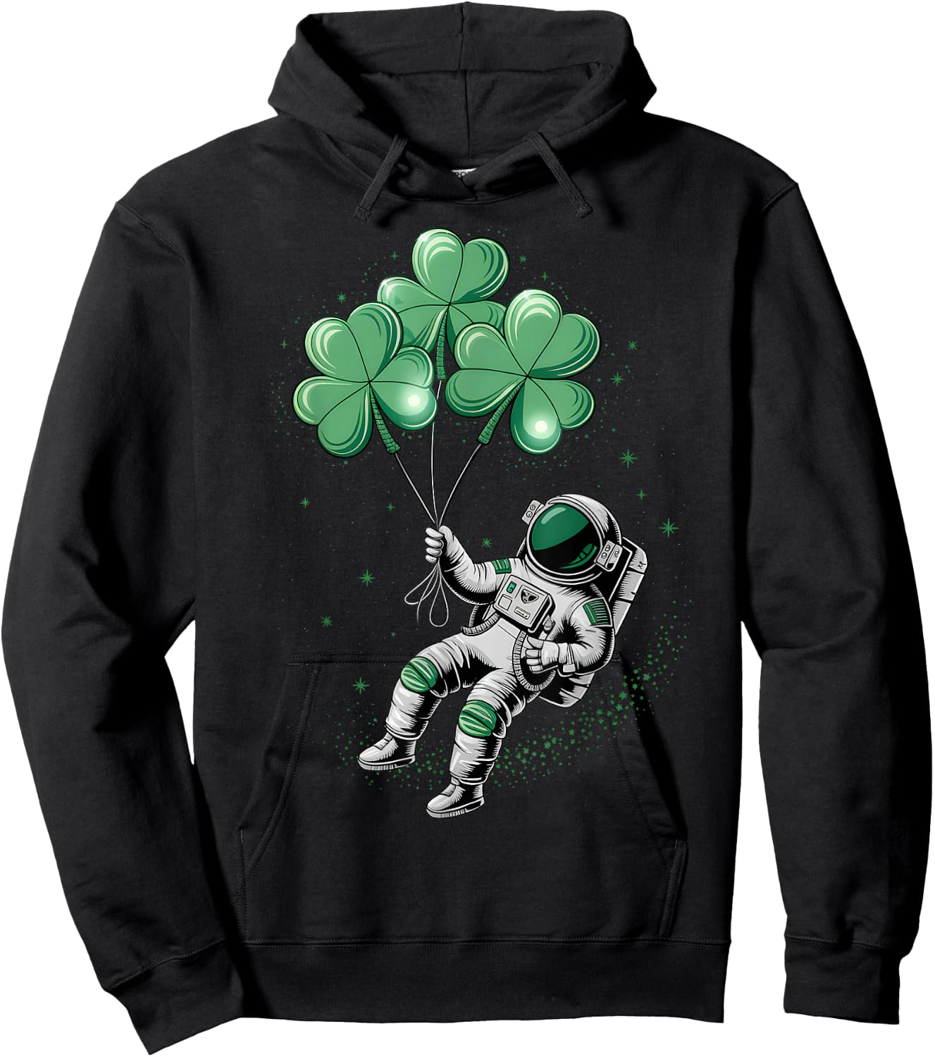 St Patricks Day Boys Toddler Kids Astronaut Shamrock Lucky Hoodie - Hoodie | Black