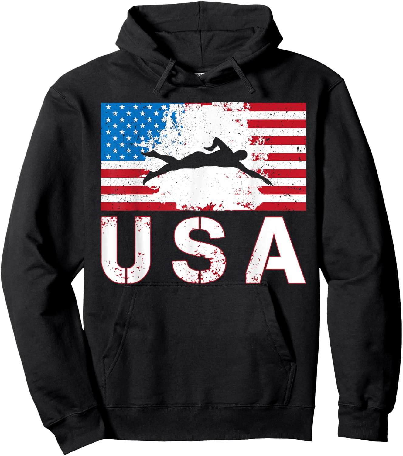 Swimming USA team American flag US swimmer men women kids Hoodie - Hoodie | Black