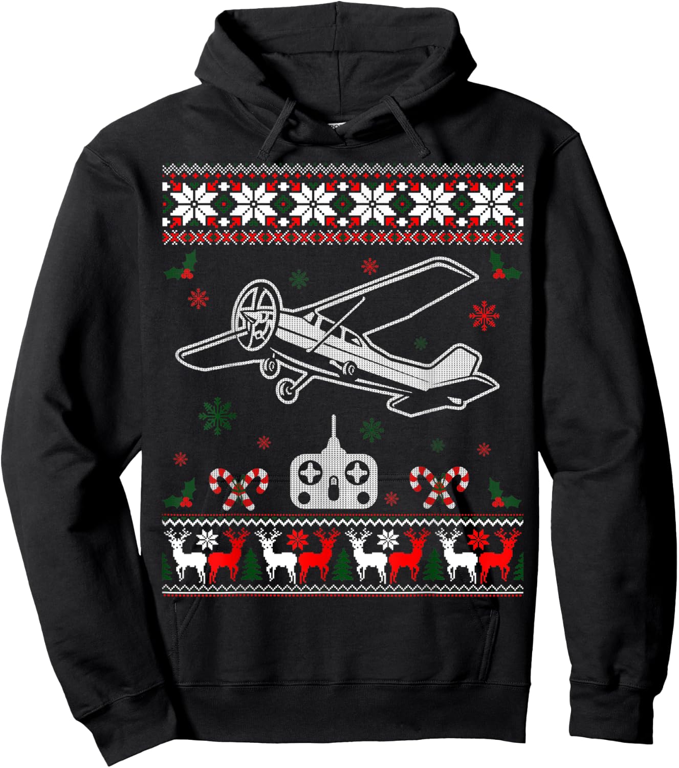 RC Plane Remote Control Plane Christmas Ugly Xmas Sweater Hoodie - Hoodie | Black
