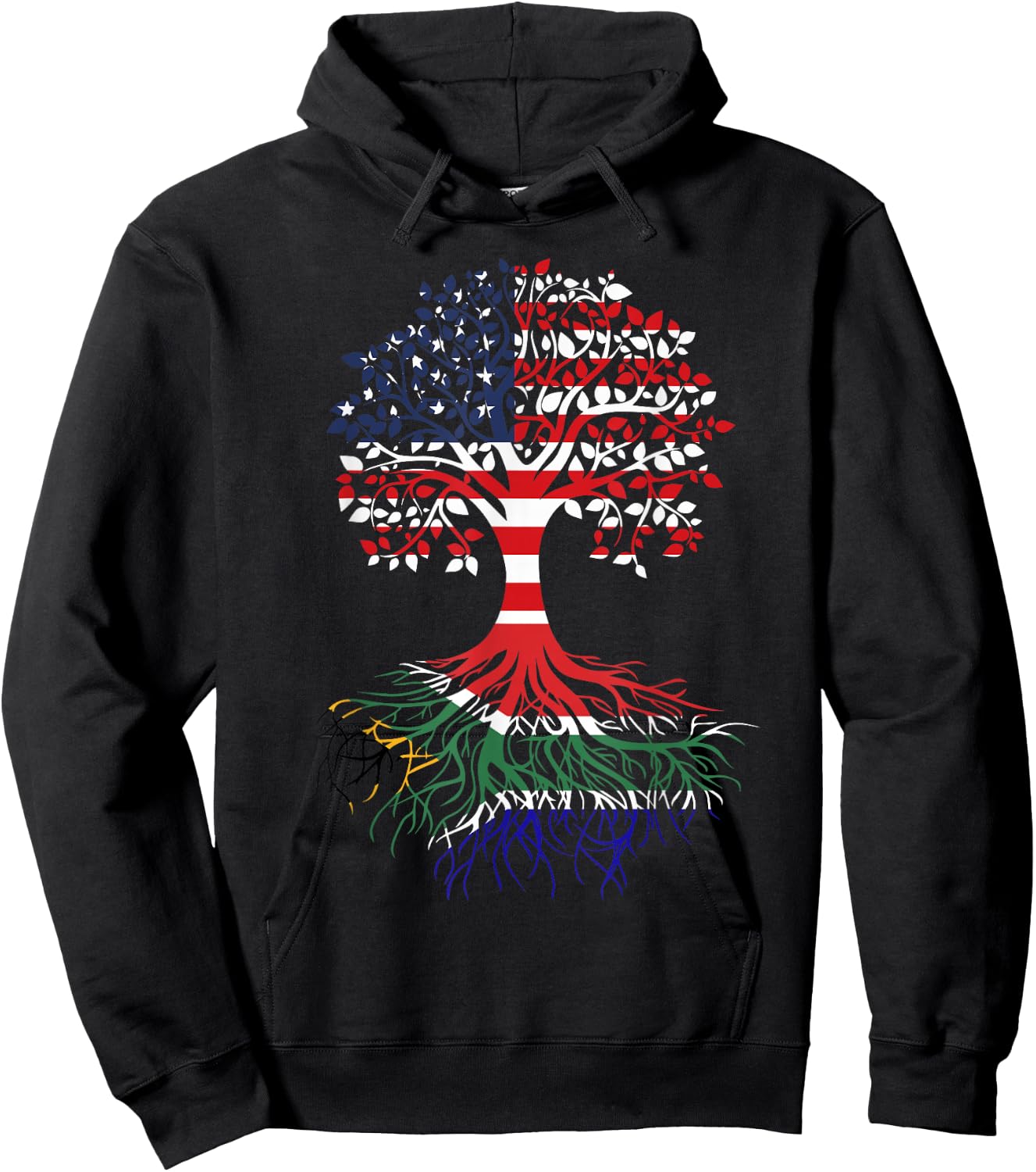 South African Roots American Grown Tree Flag Hoodie - Hoodie | Black