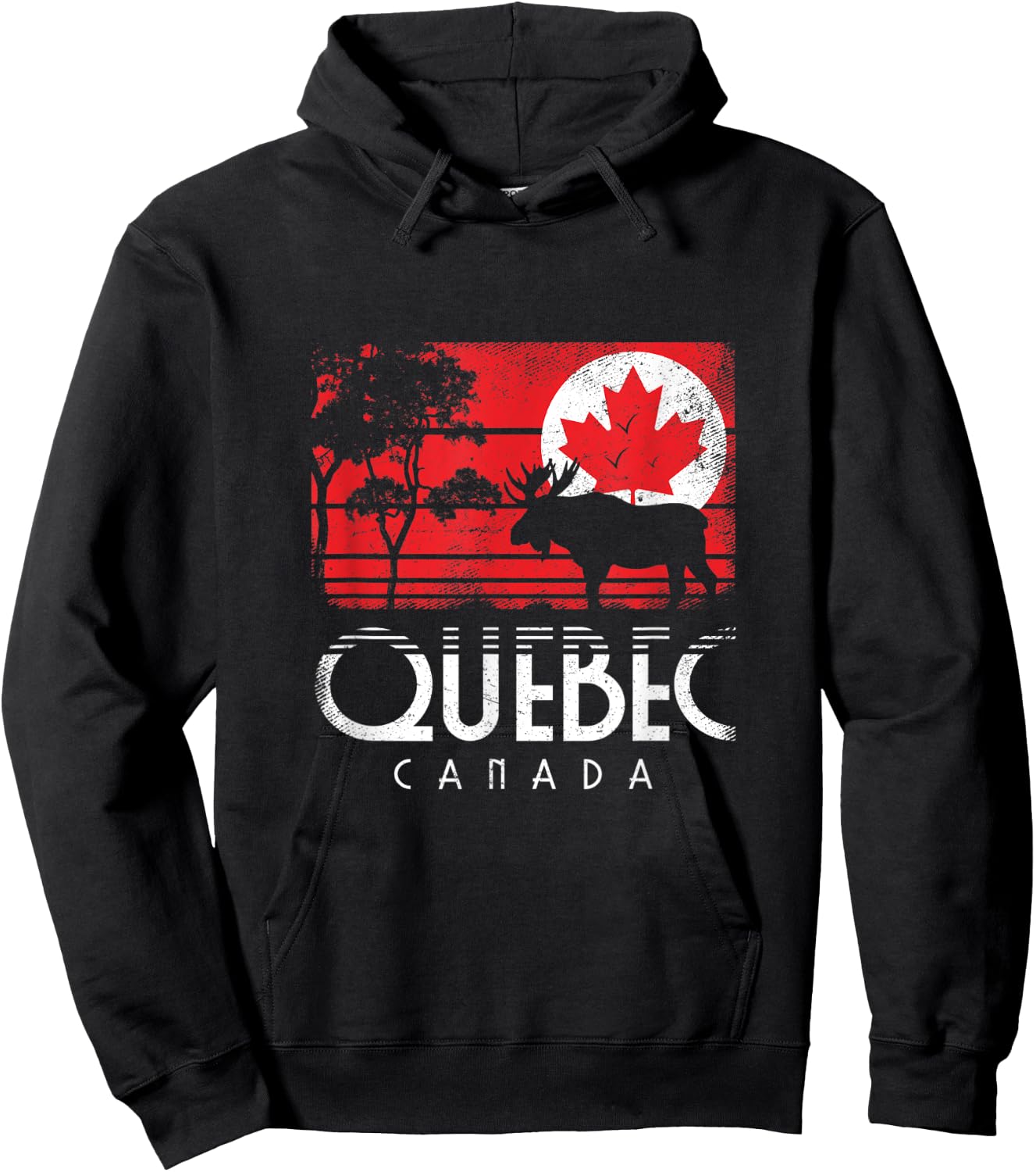 Quebec Canada Flag Canadian Maple Leaf Retro Canuck Québec Hoodie - Hoodie | Black