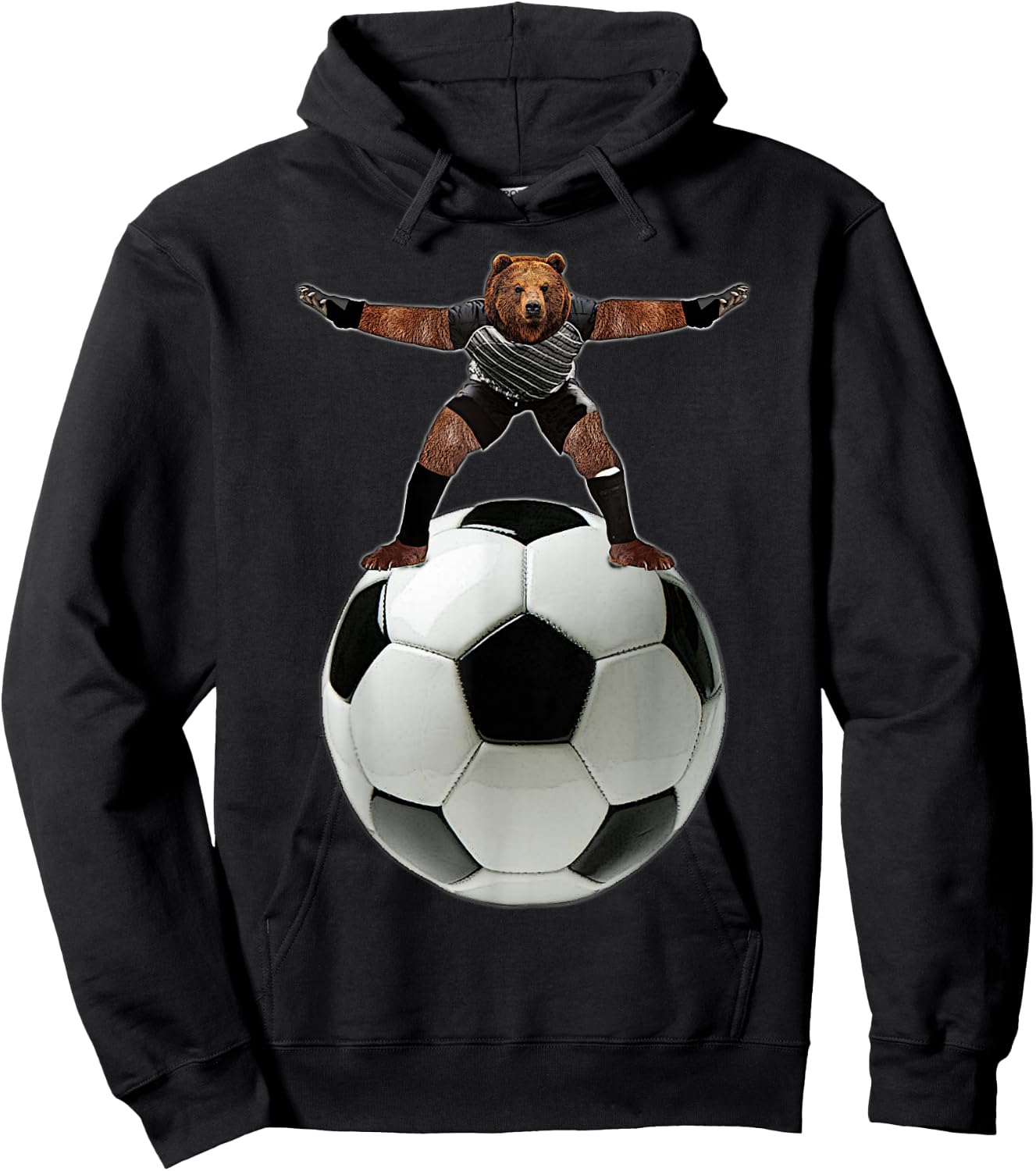 Bear Goalie On Soccer Ball - by Behrbones Hoodie - Hoodie | Black
