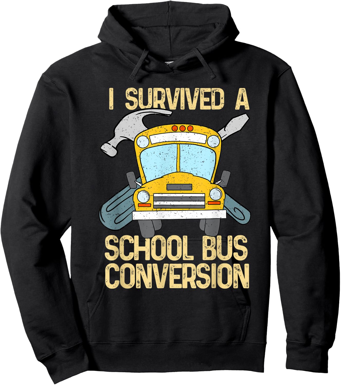 School Bus Conversion Survivor Camper Van Gift Hoodie - Hoodie | Black