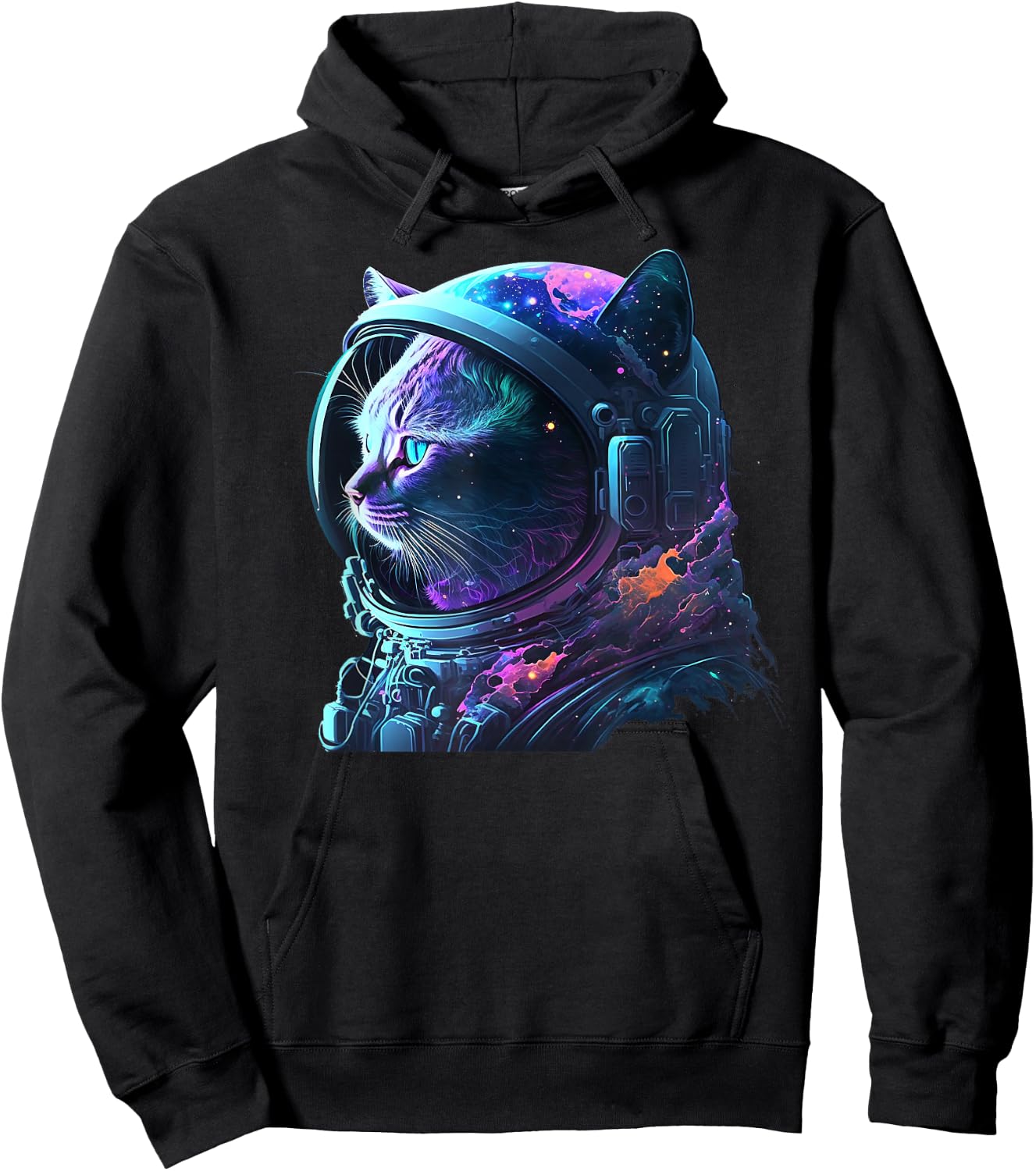 Cat Astronaut in Space Suit and Helmet in the Cosmos Funny Hoodie - Hoodie | Black