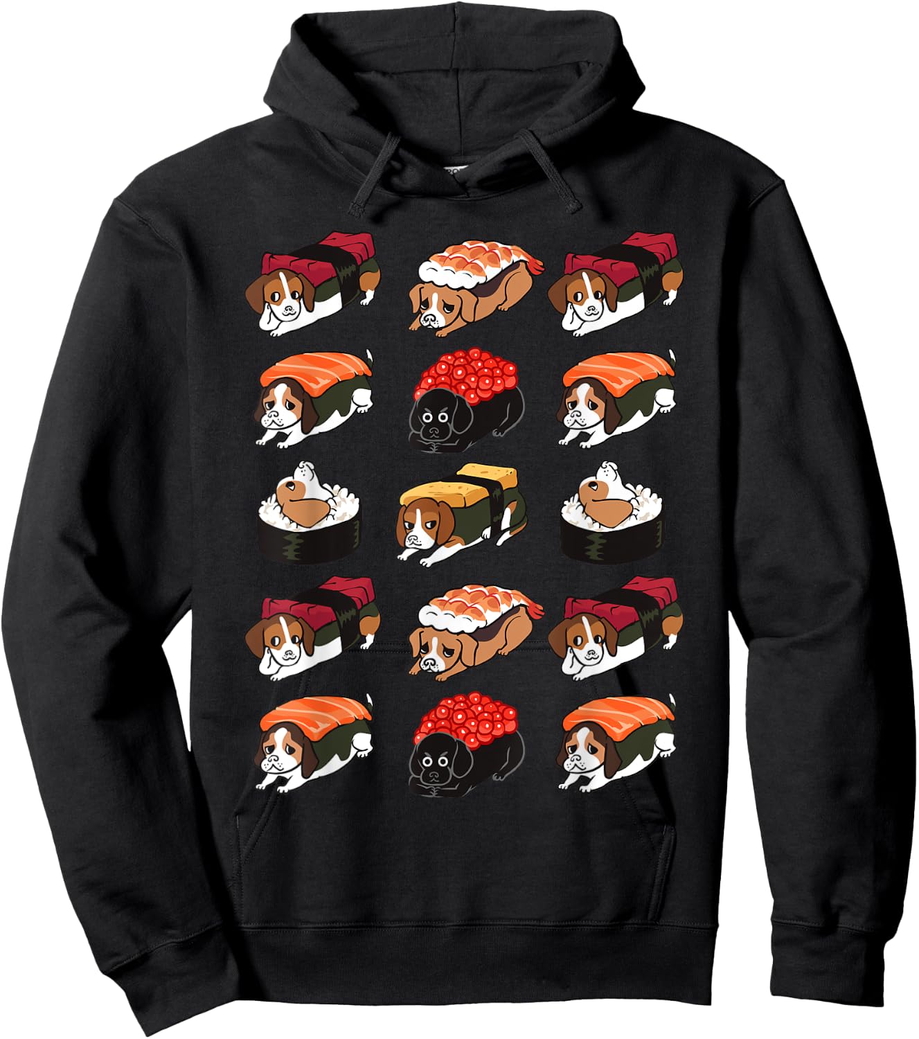 Sushi Beagle Funny Hoodie - Hoodie | Black