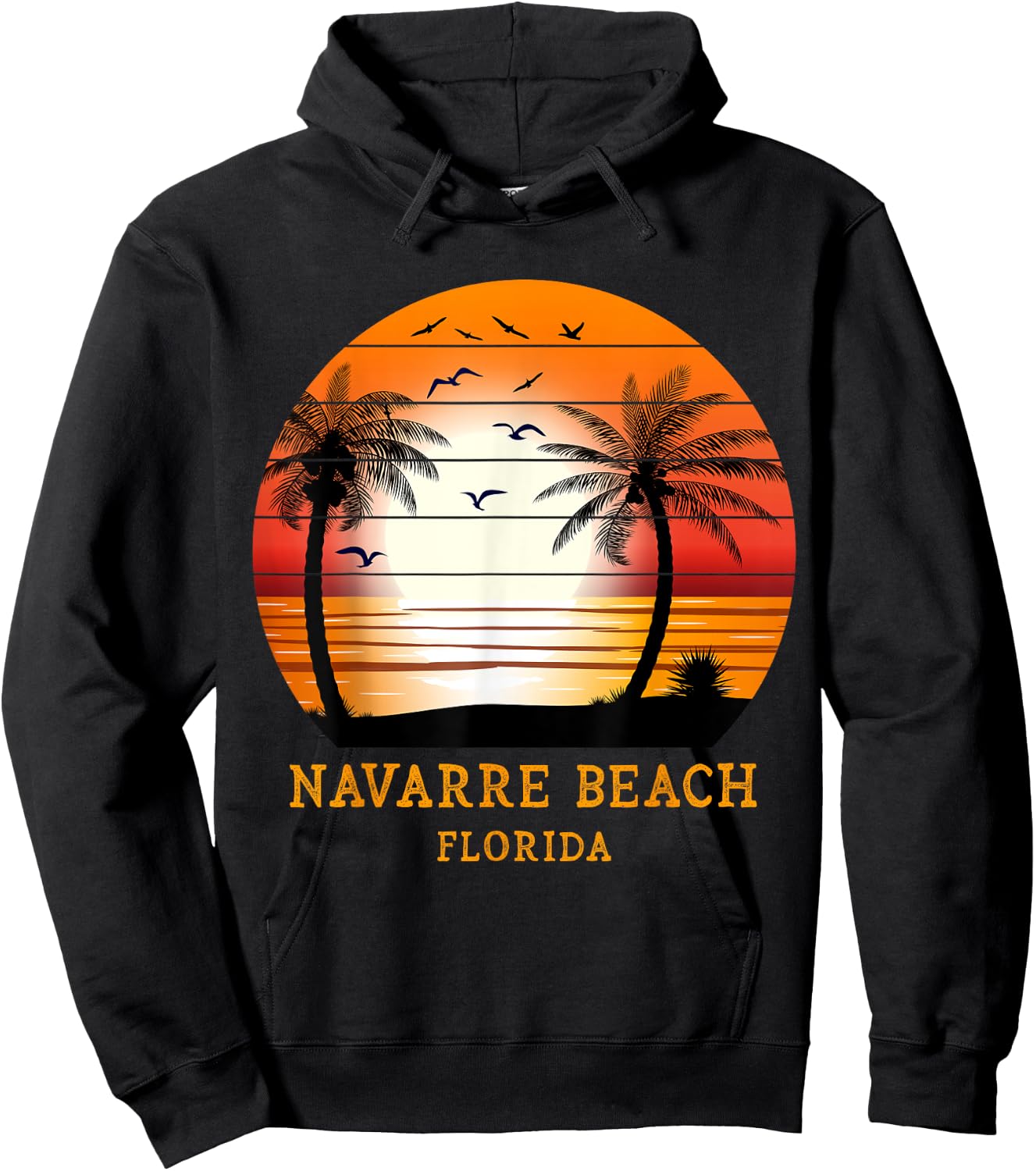 Navarre Beach Florida Vintage Sunset Retro Summer Vacay Sun Men Women Kids Hoodie - Hoodie | Black