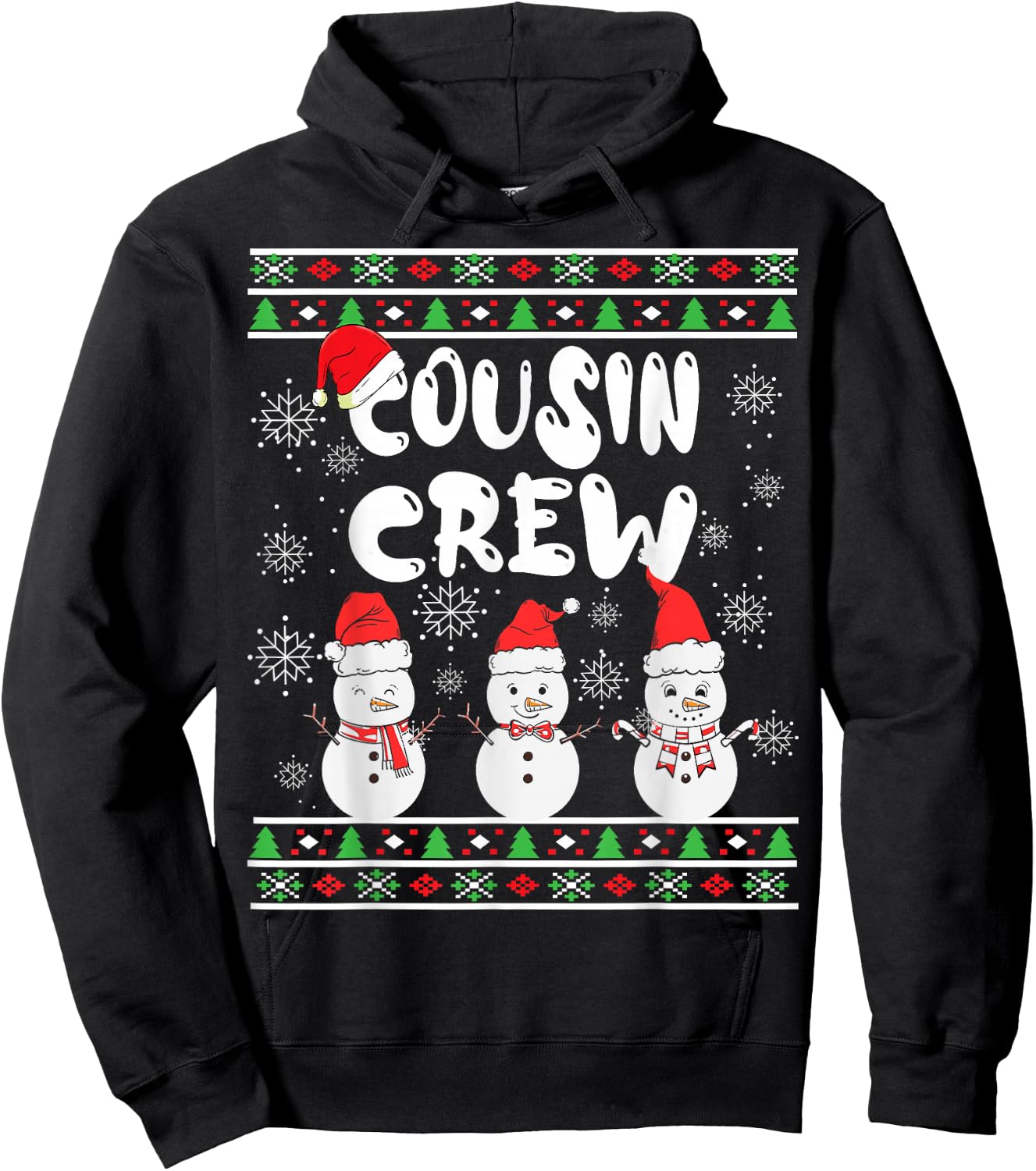 Cousin Crew Christmas Pajamas Snowmen Merry Xmas Family Boys Hoodie - Hoodie | Black