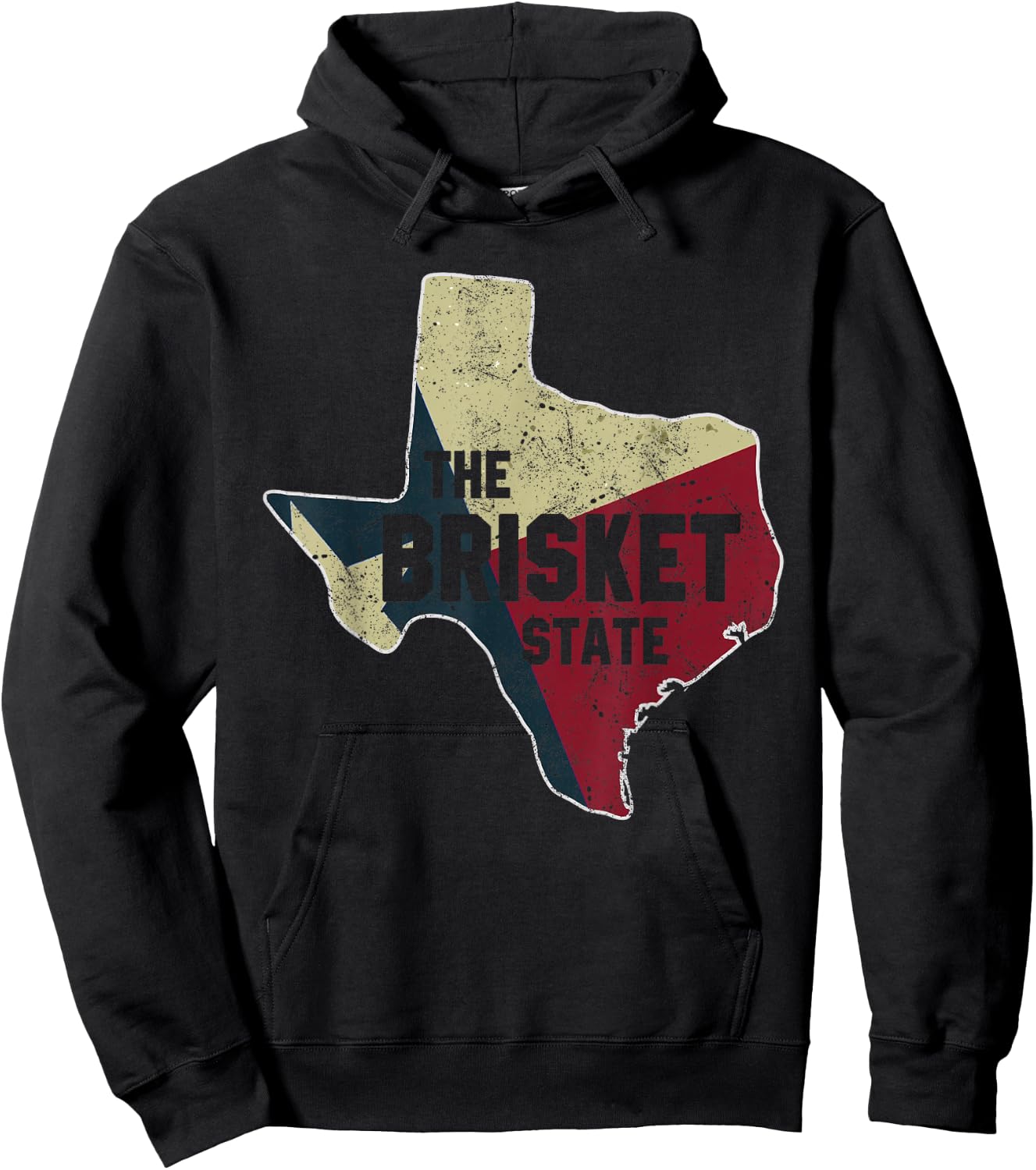 The Brisket State Texas Flag Funny Grilling Dad Joke Hoodie - Hoodie | Black