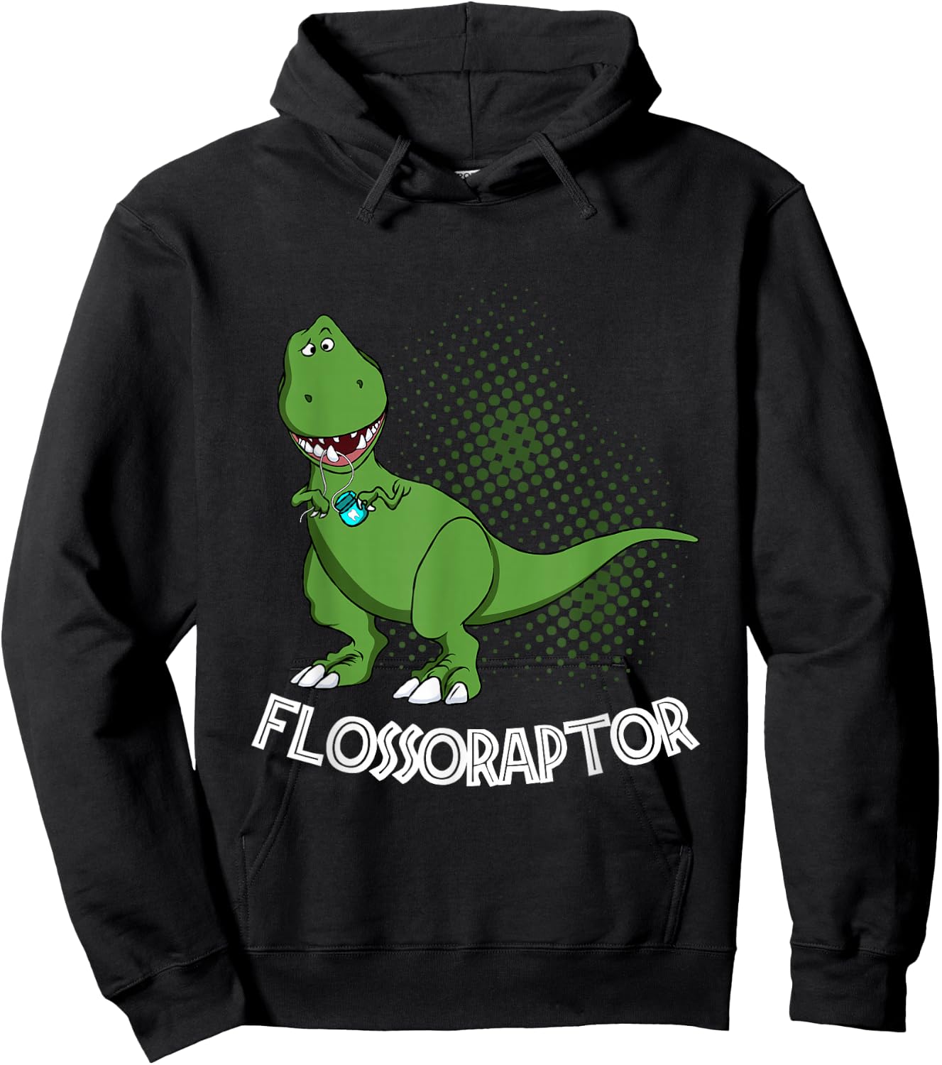 Flossoraptor Funny Dental Hygienist Dinosaur Lover Hoodie - Hoodie | Black