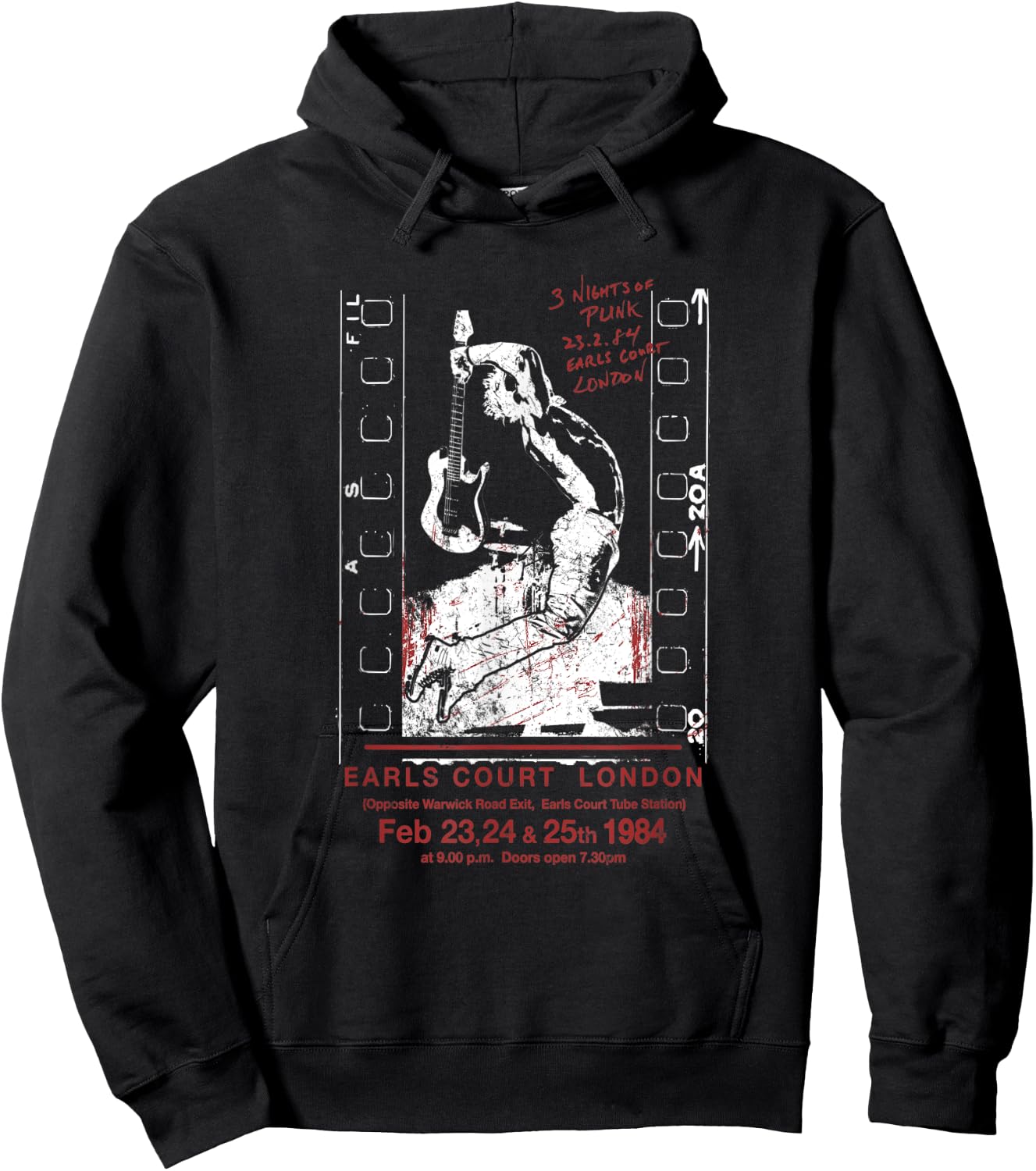 Punk Rock 80's Concert Retro Vintage Hoodie - Hoodie | Black
