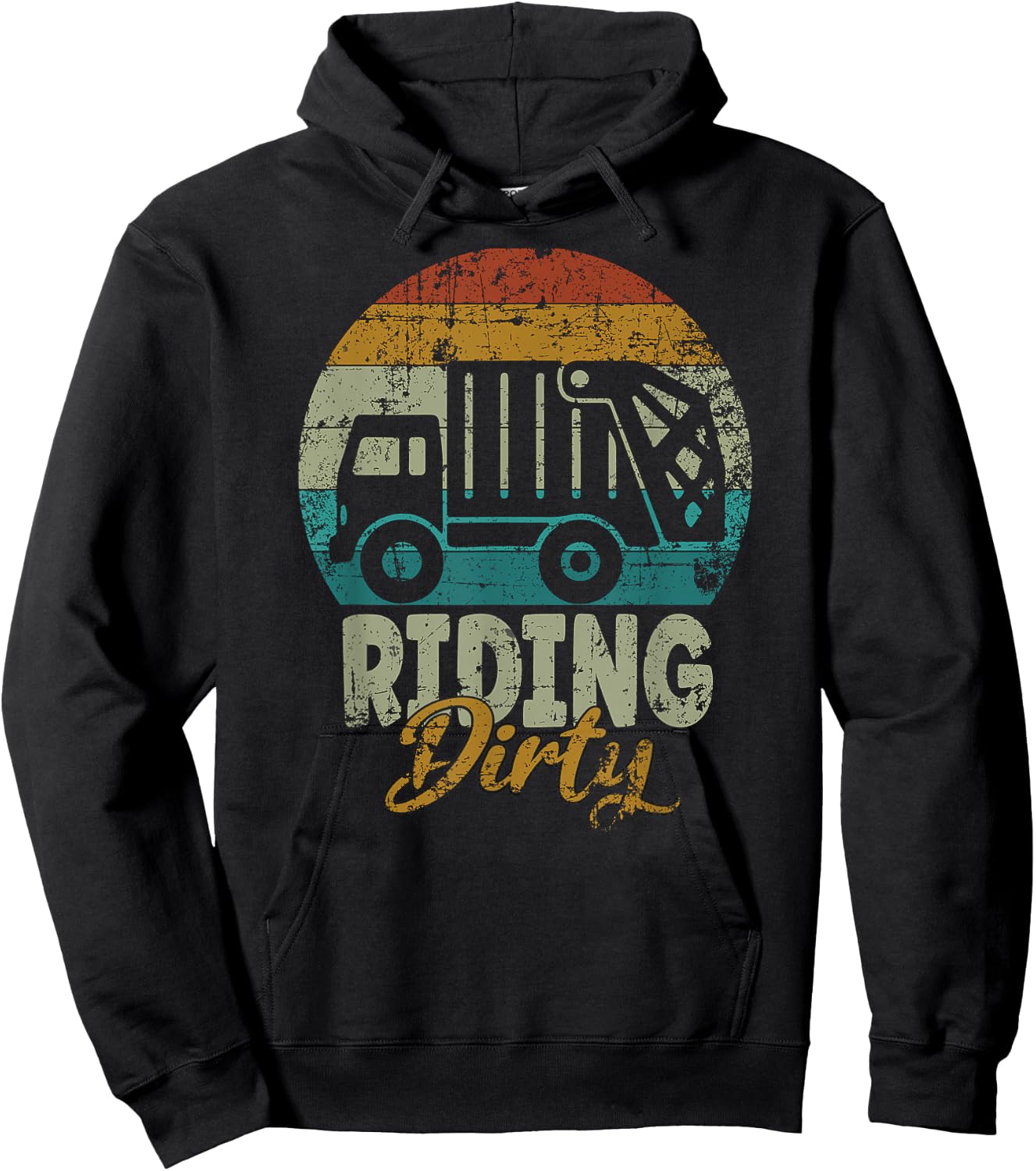 Riding Dirty Retro Rubbish Truck Driver Hoodie - Hoodie | Black