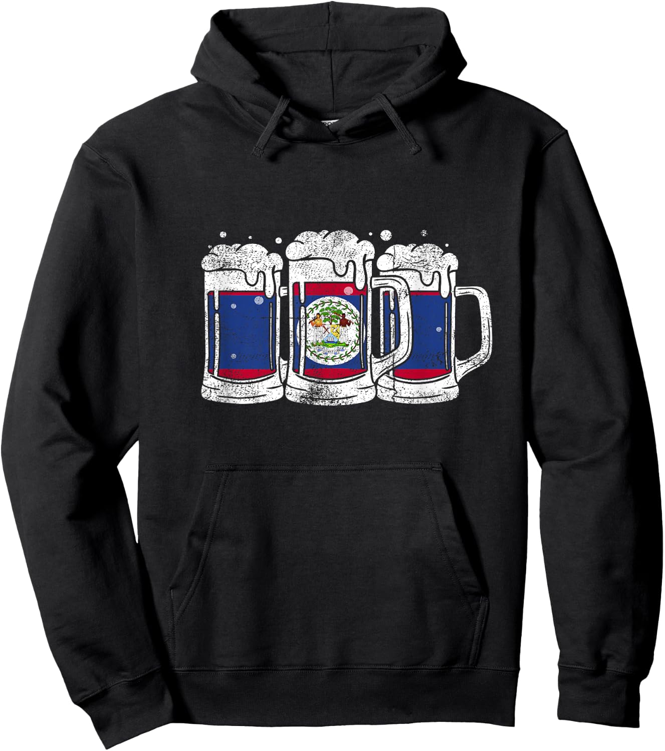 Belize flag and the joy of having some beer Hoodie - Hoodie | Black