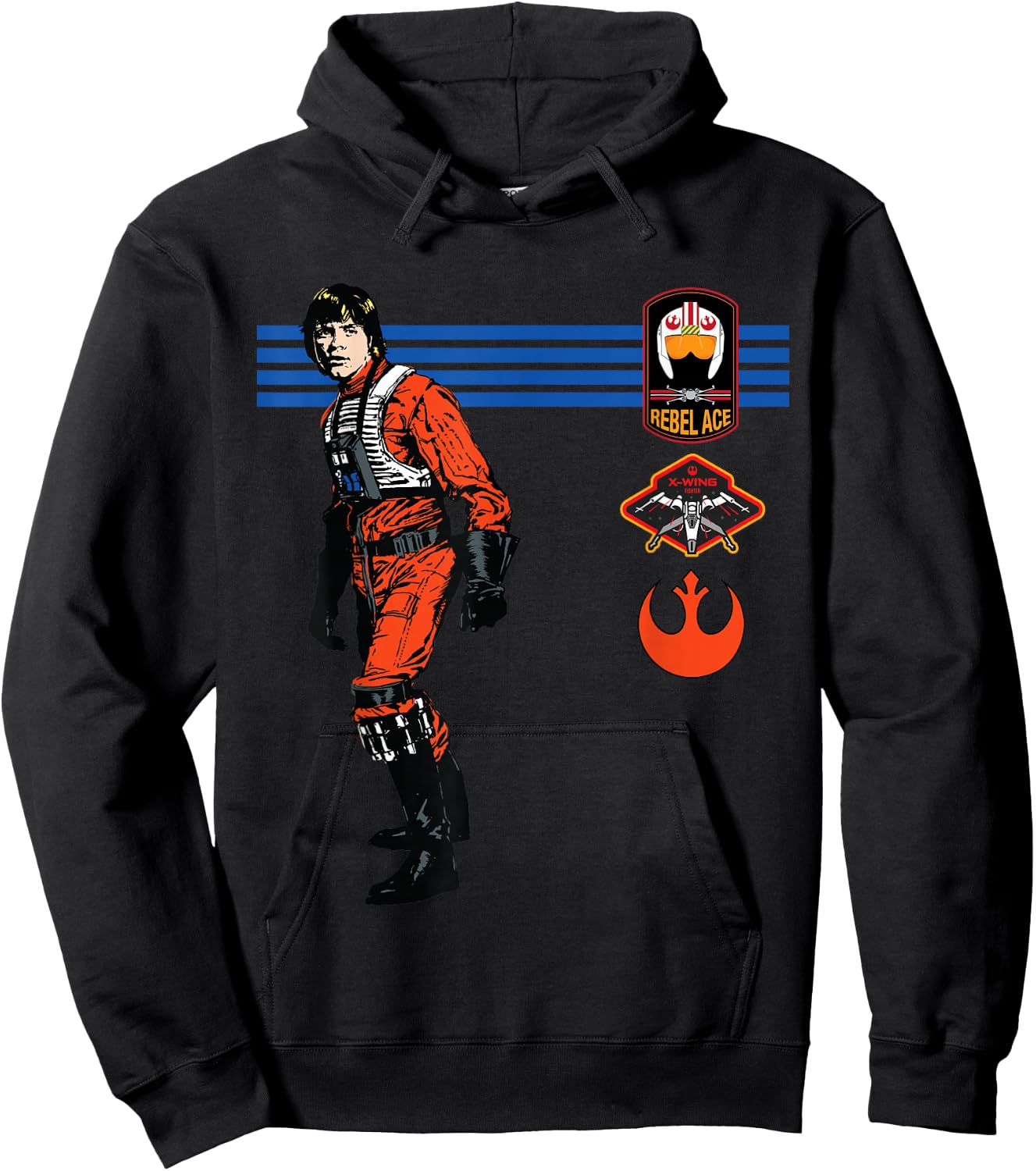 Star Wars Luke Skywalker X-Wing Rebel Pilot Retro Hoodie - Hoodie | Black