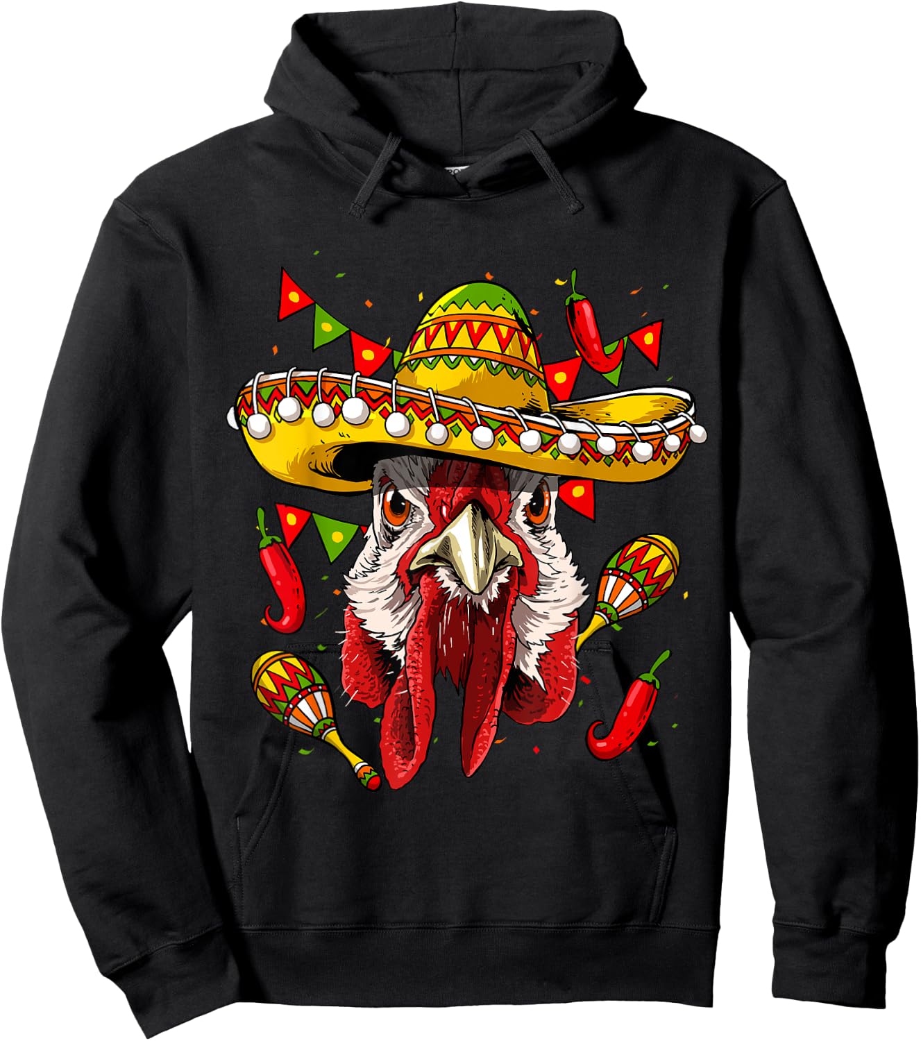 Chicken Cinco De Mayo Shirt Poncho Mexican Chicken Lover Hoodie - Hoodie | Black