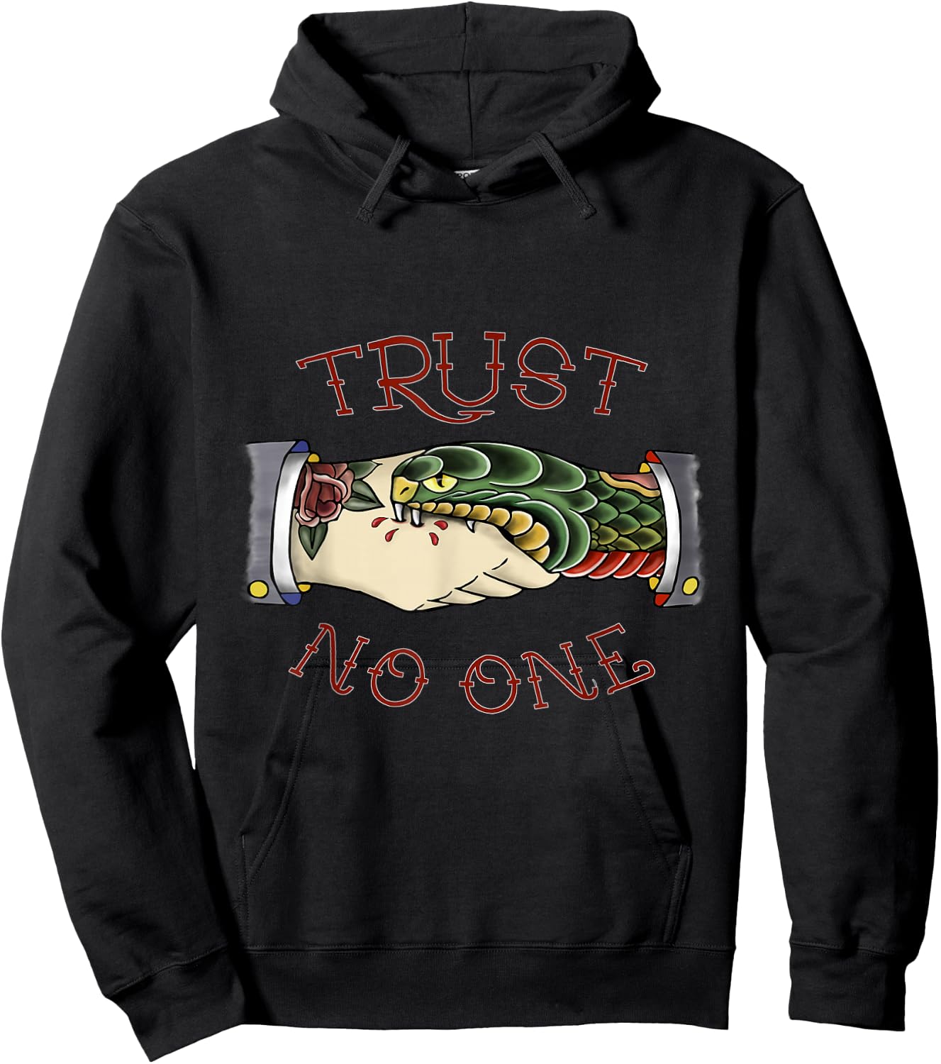 Trust No One - American Traditional Tattoo Small Hoodie - Hoodie | Black