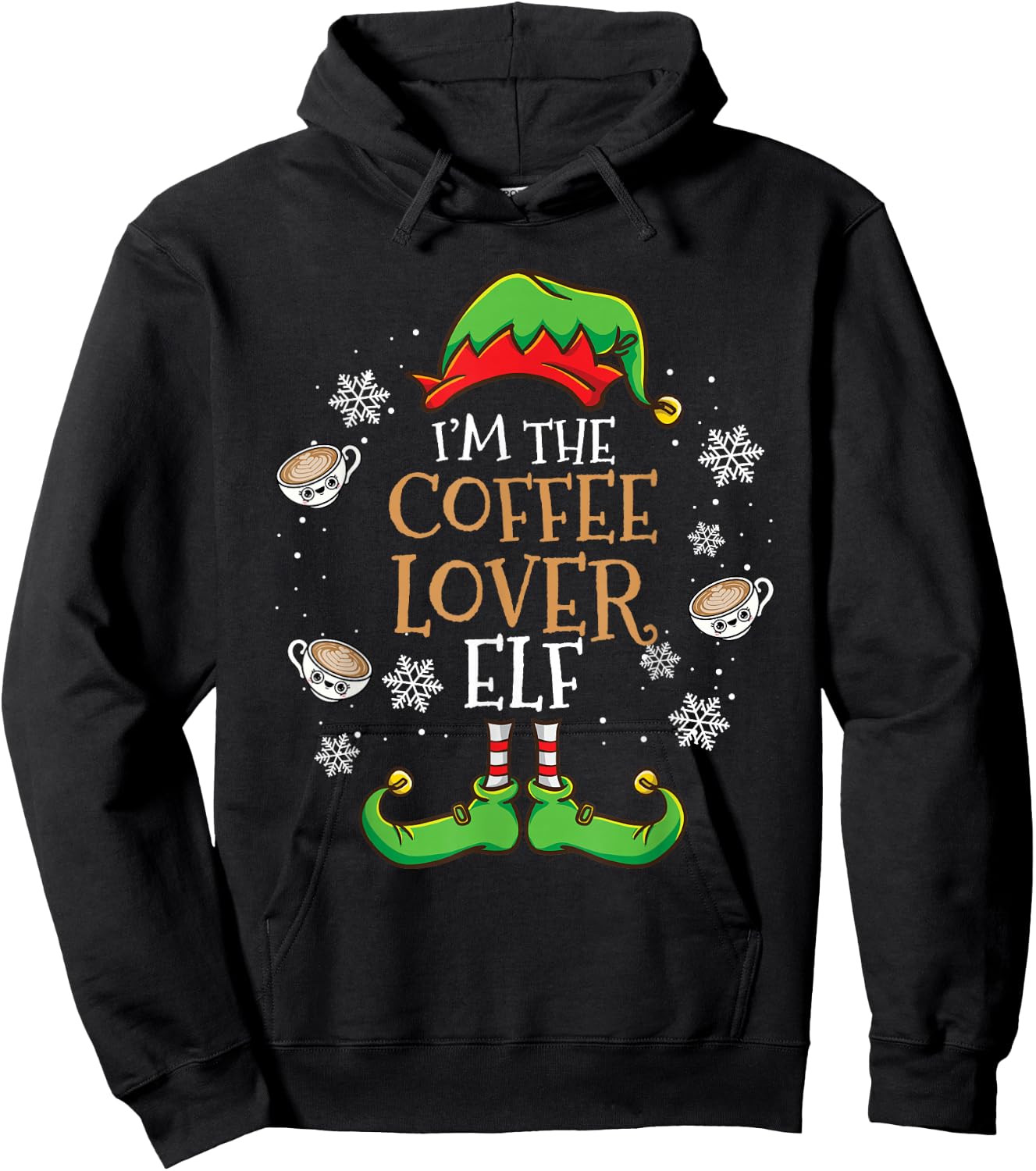 Im The Coffee Lover Elf Christmas Hoodie - Hoodie | Black