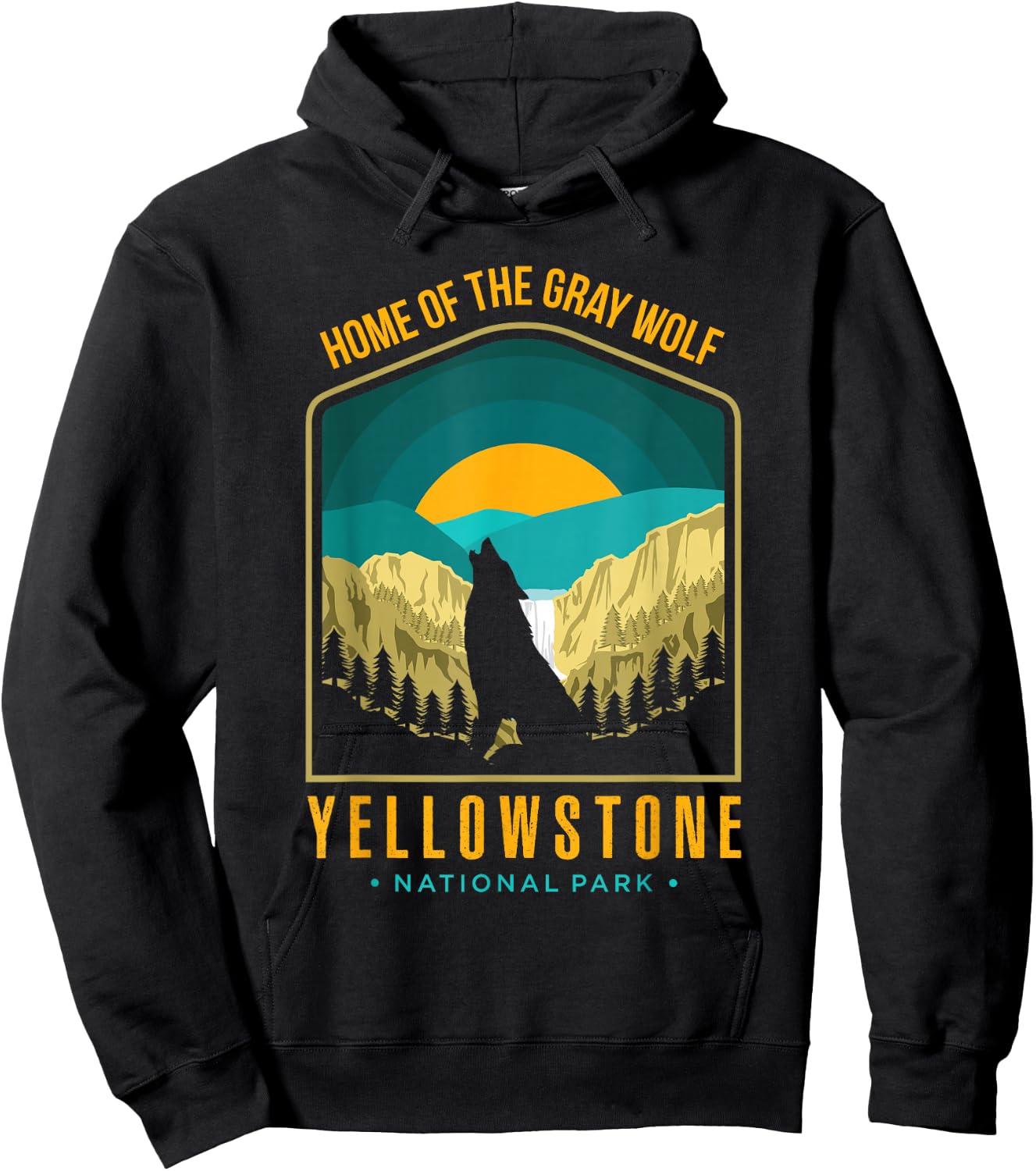 Yellowstone US National Park Wolf Wolves Lover Vintage Gift Hoodie - Hoodie | Black