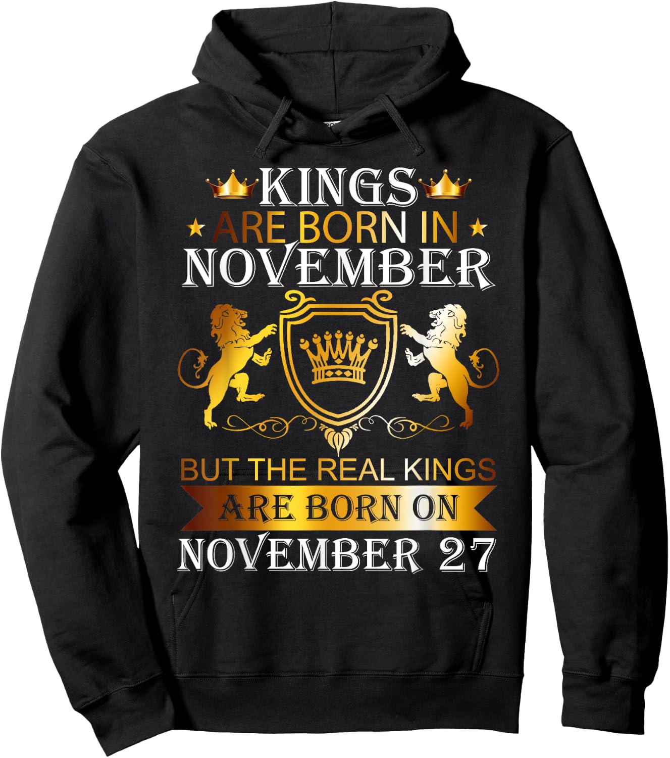 Kings Are Born On November 27th Birthday Bday Boys Kids Hoodie - Hoodie | Black