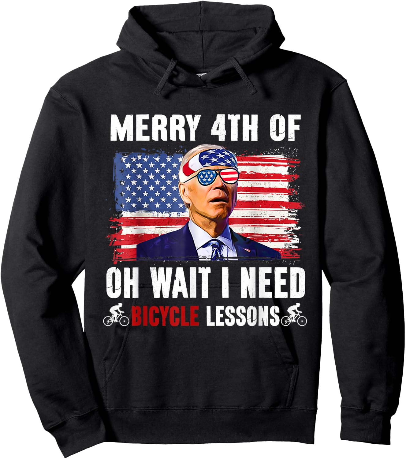Merry 4th Of July Biden Bike Bicycle Falls Off Funny Men Hoodie - Hoodie | Black
