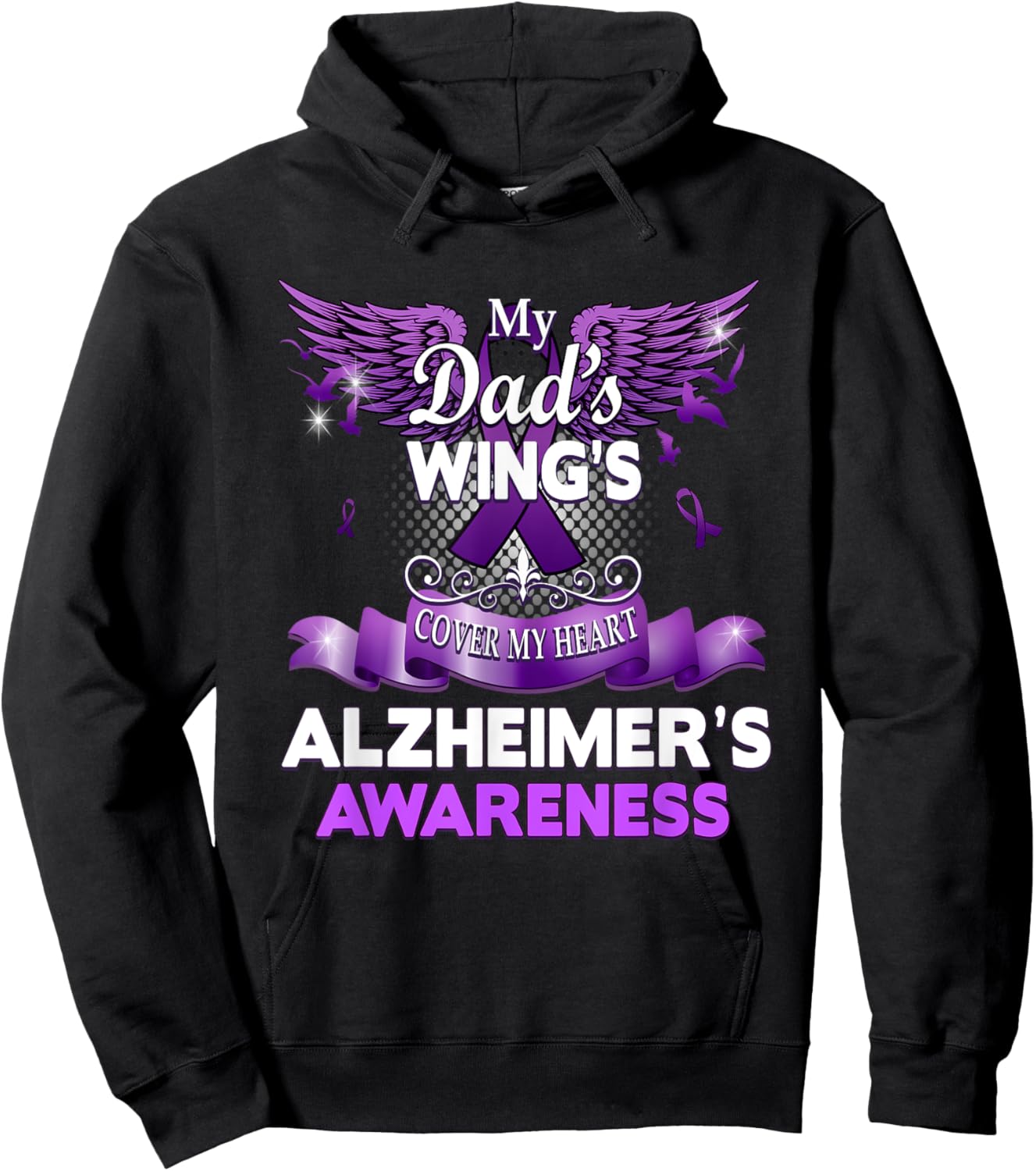 Alzheimer's Awareness Gift Products Dad's Wings Memorial Hoodie - Hoodie | Black