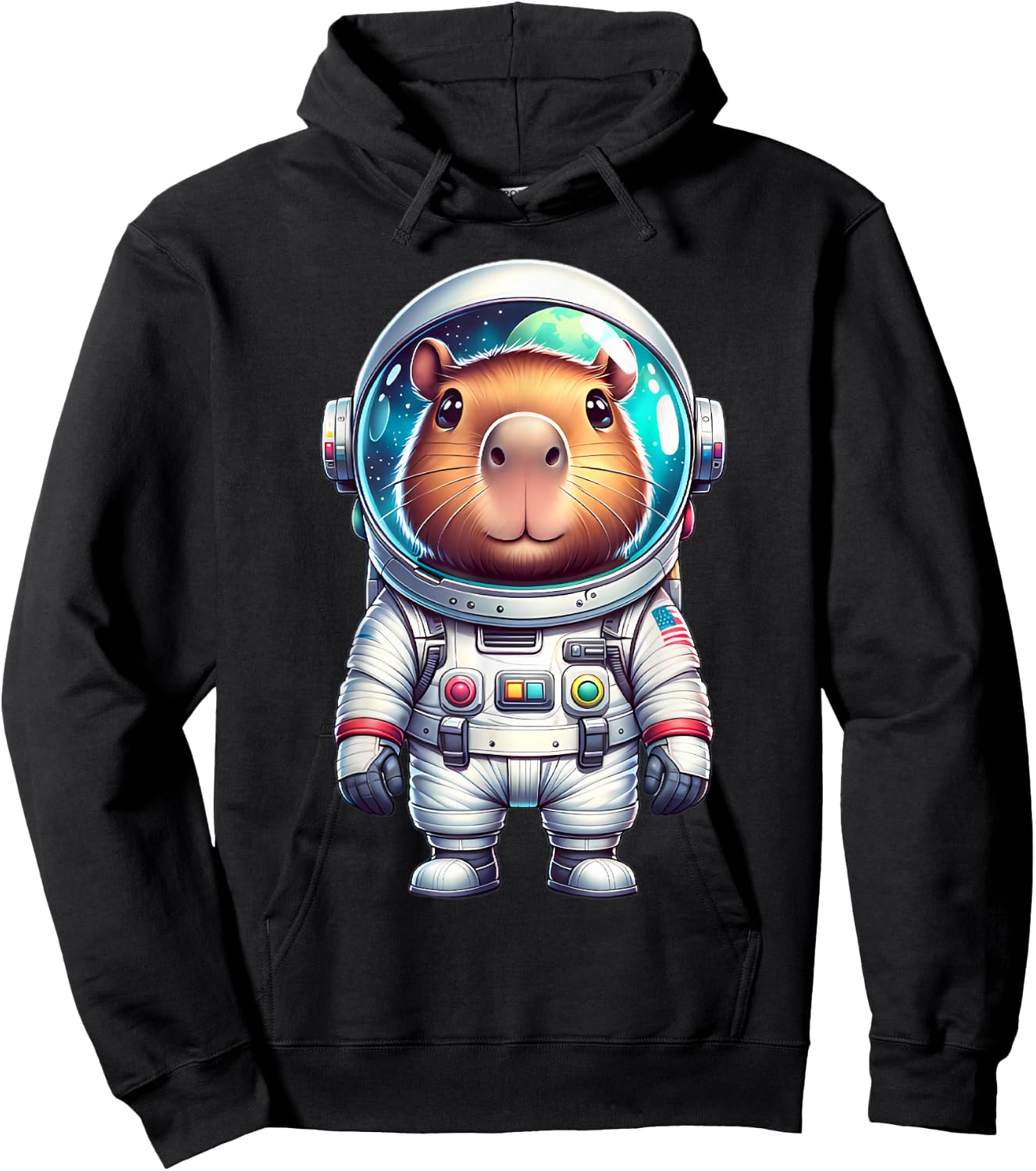 Cute Capybara Astronaut Helmet Space Men Women Kids Hoodie - Hoodie | Black
