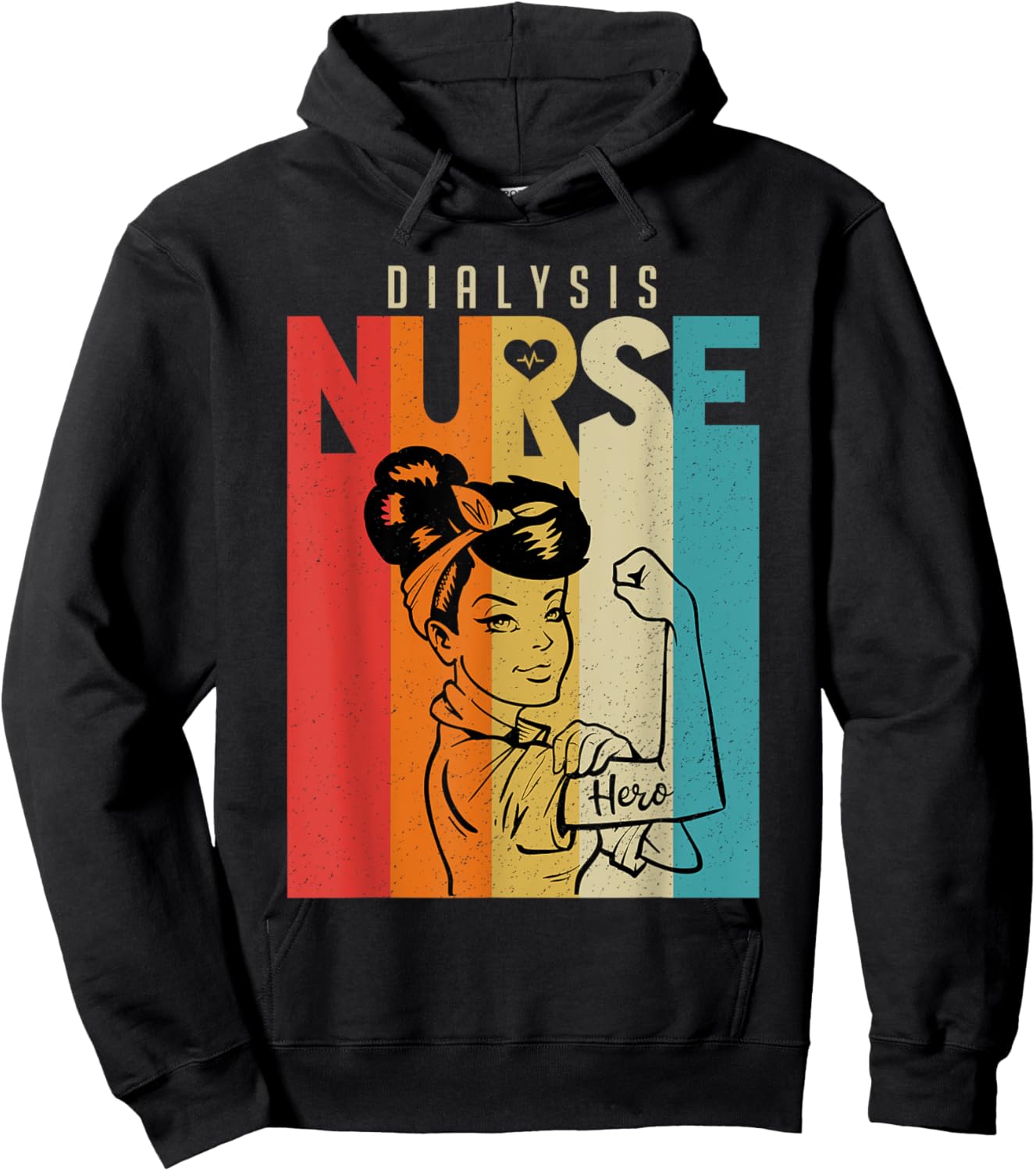 Vintage Rosie The Riveter Dialysis Nurse Hoodie - Hoodie | Black