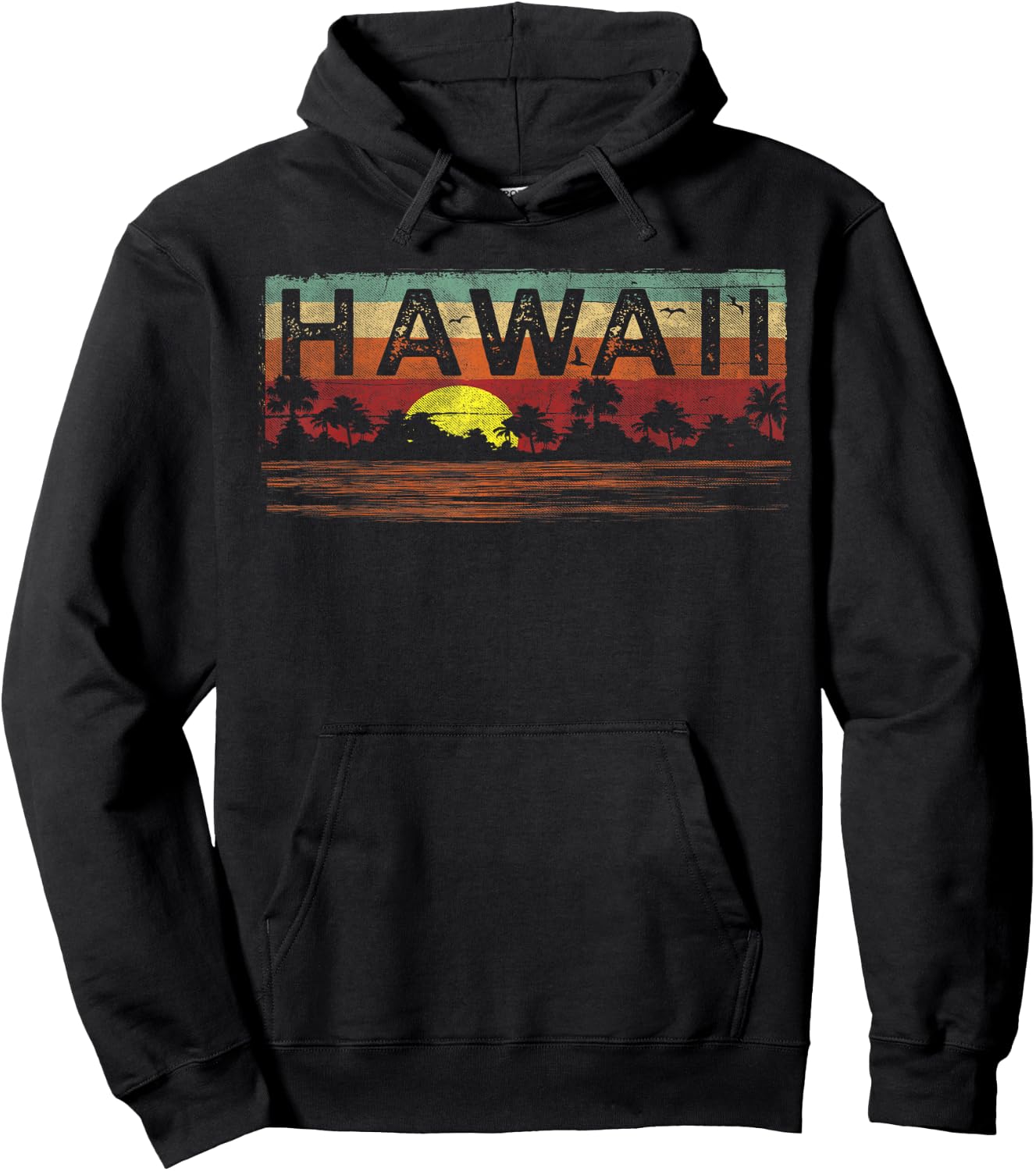 Vintage Tropical Hawaii T Shirt - Hawaiian T Shirt Hoodie - Hoodie | Black
