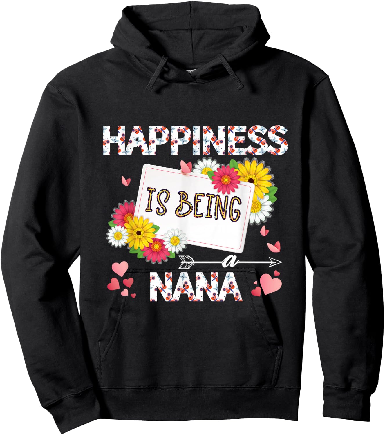 Happiness Is Being a nana mother's day gifts, Grandmother Hoodie - Hoodie | Black