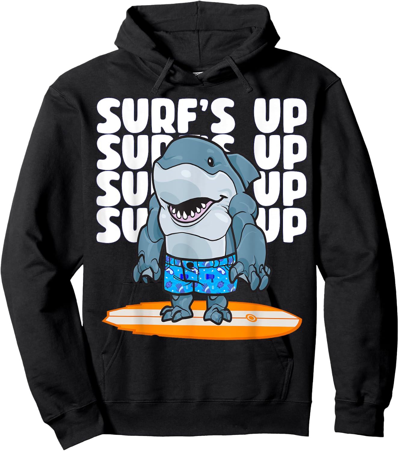 Ocean Surf's Up King of the Surfer Shark Surfer Camp Beach Women Girls Kids Hoodie - Hoodie | Black