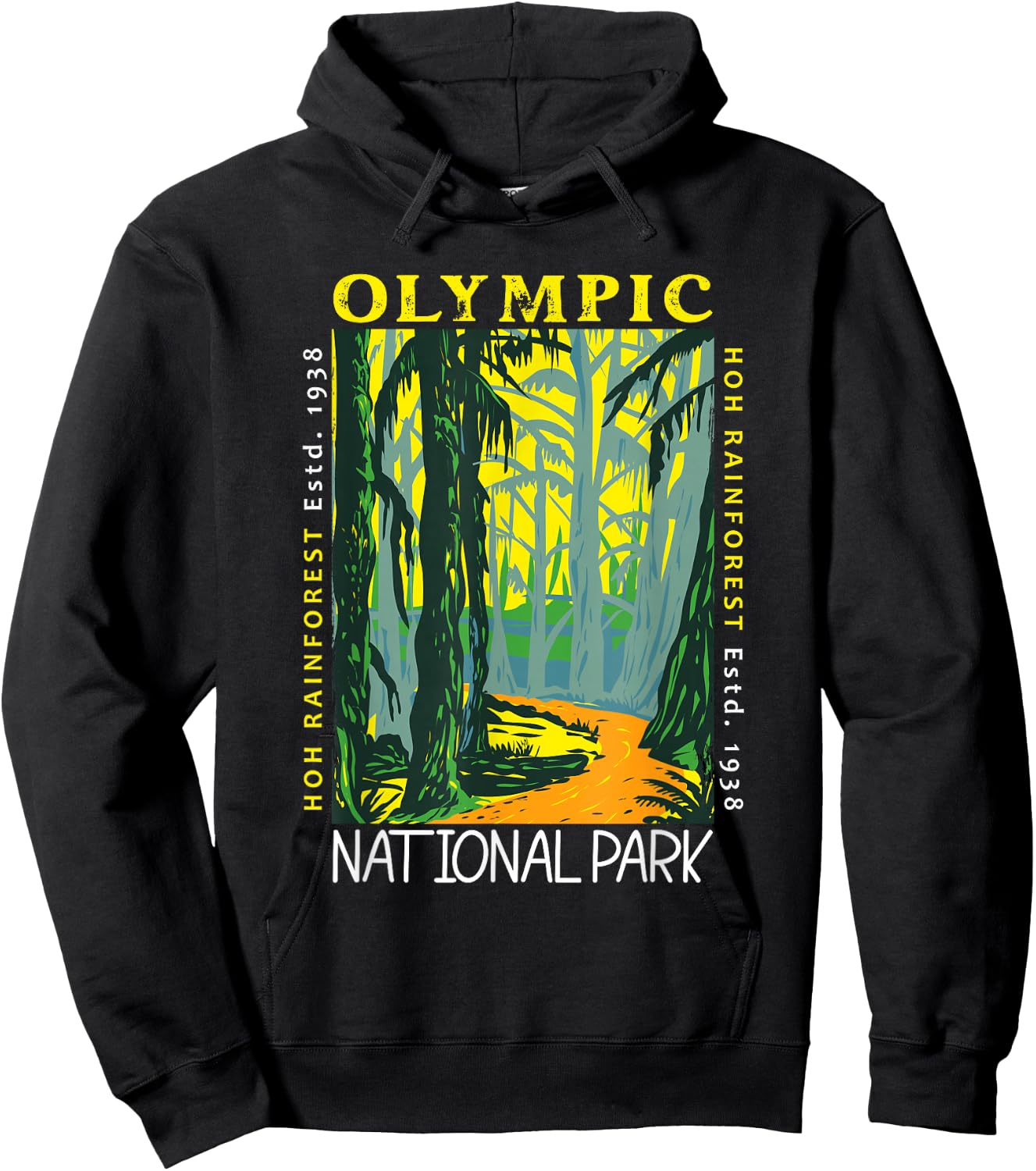 Hoh Rainforest Washington National Park Vintage Hoodie - Hoodie | Black