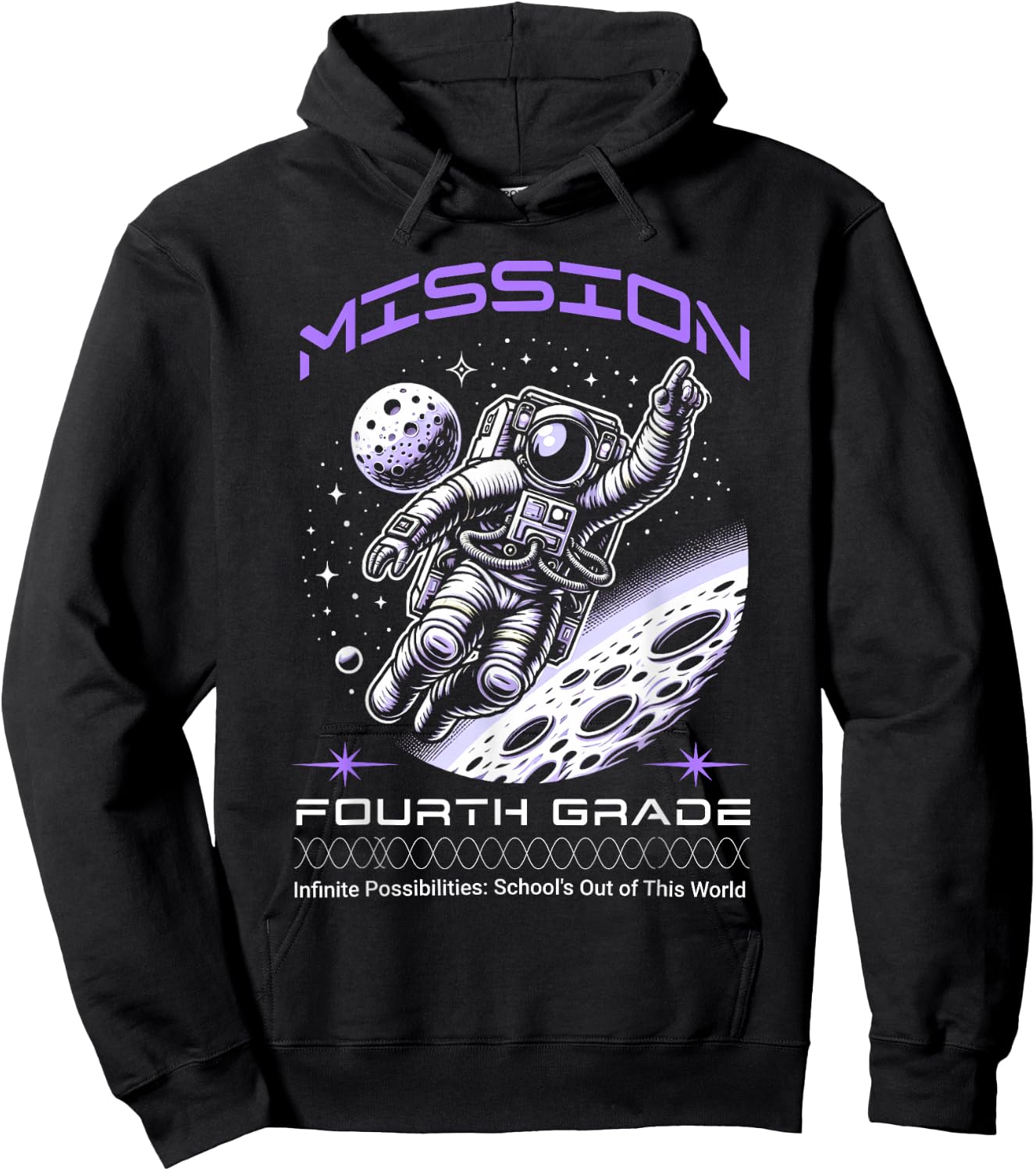 Fourth Grade Back To School Space Rocket Astronaut Hoodie - Hoodie | Black