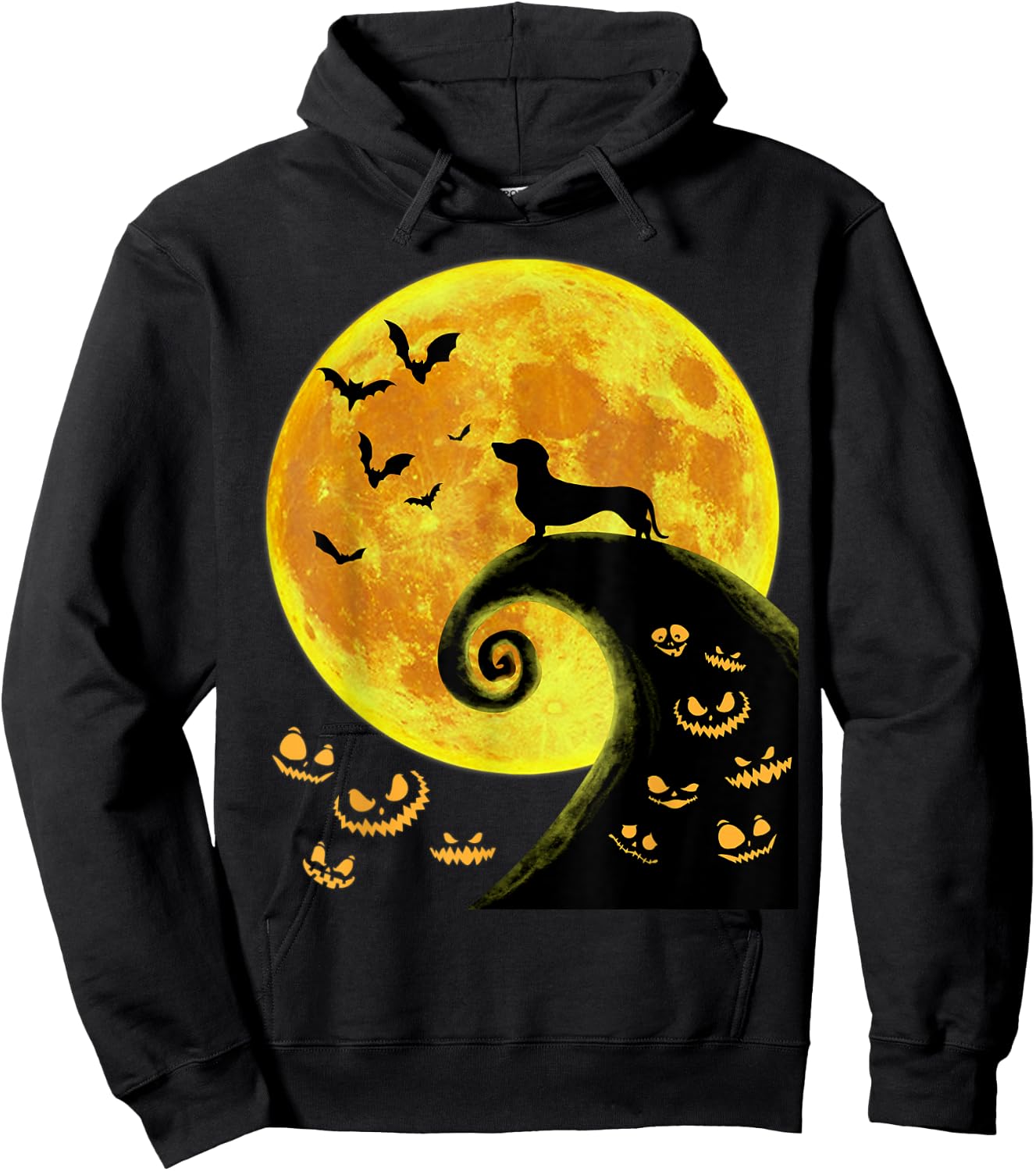 Funny Dachsund And Moon Halloween Costume Weiner Dog Lover Hoodie - Hoodie | Black