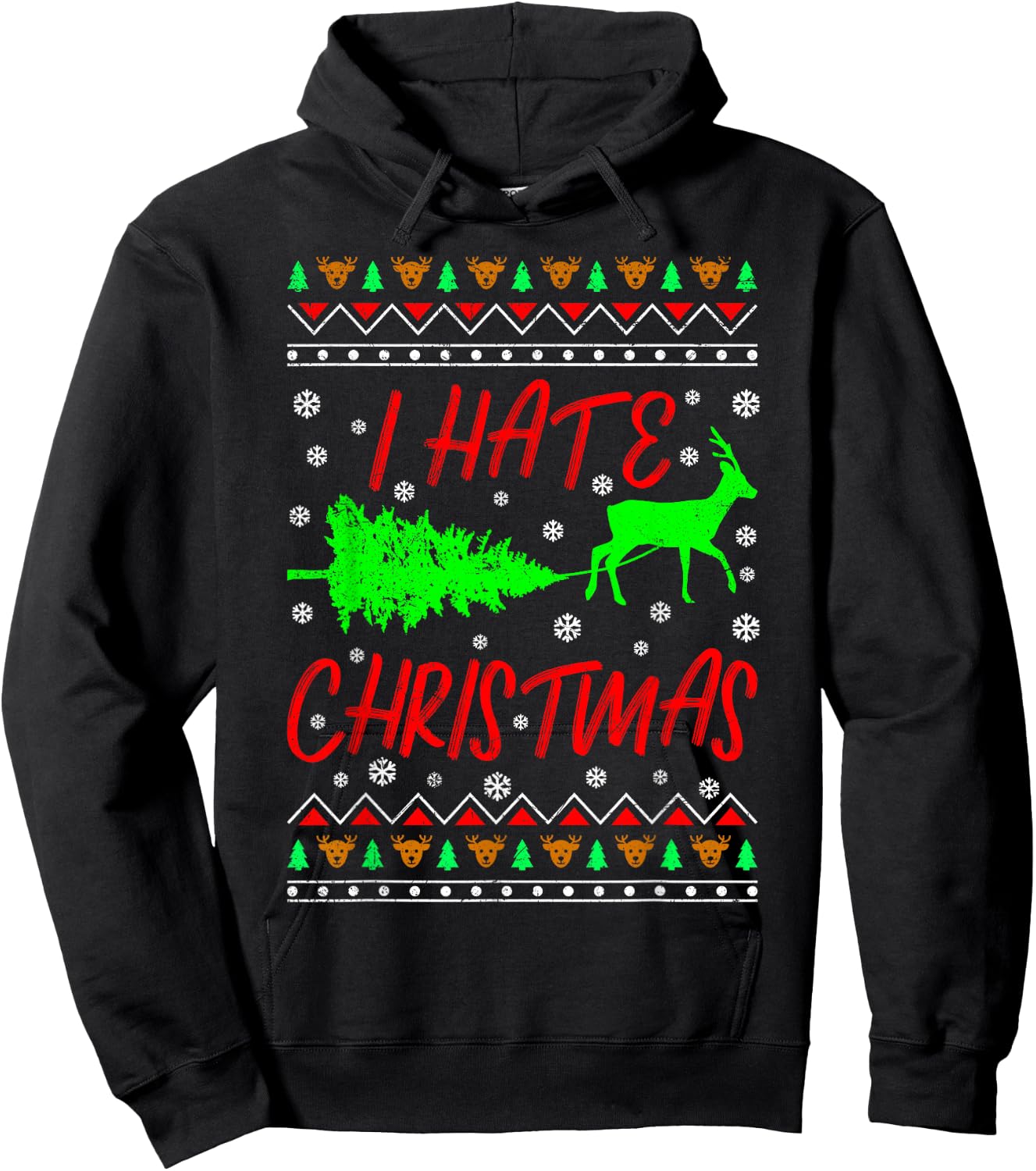 I Hate Christmas Christmas Tree Ugly Christmas Hoodie - Hoodie | Black
