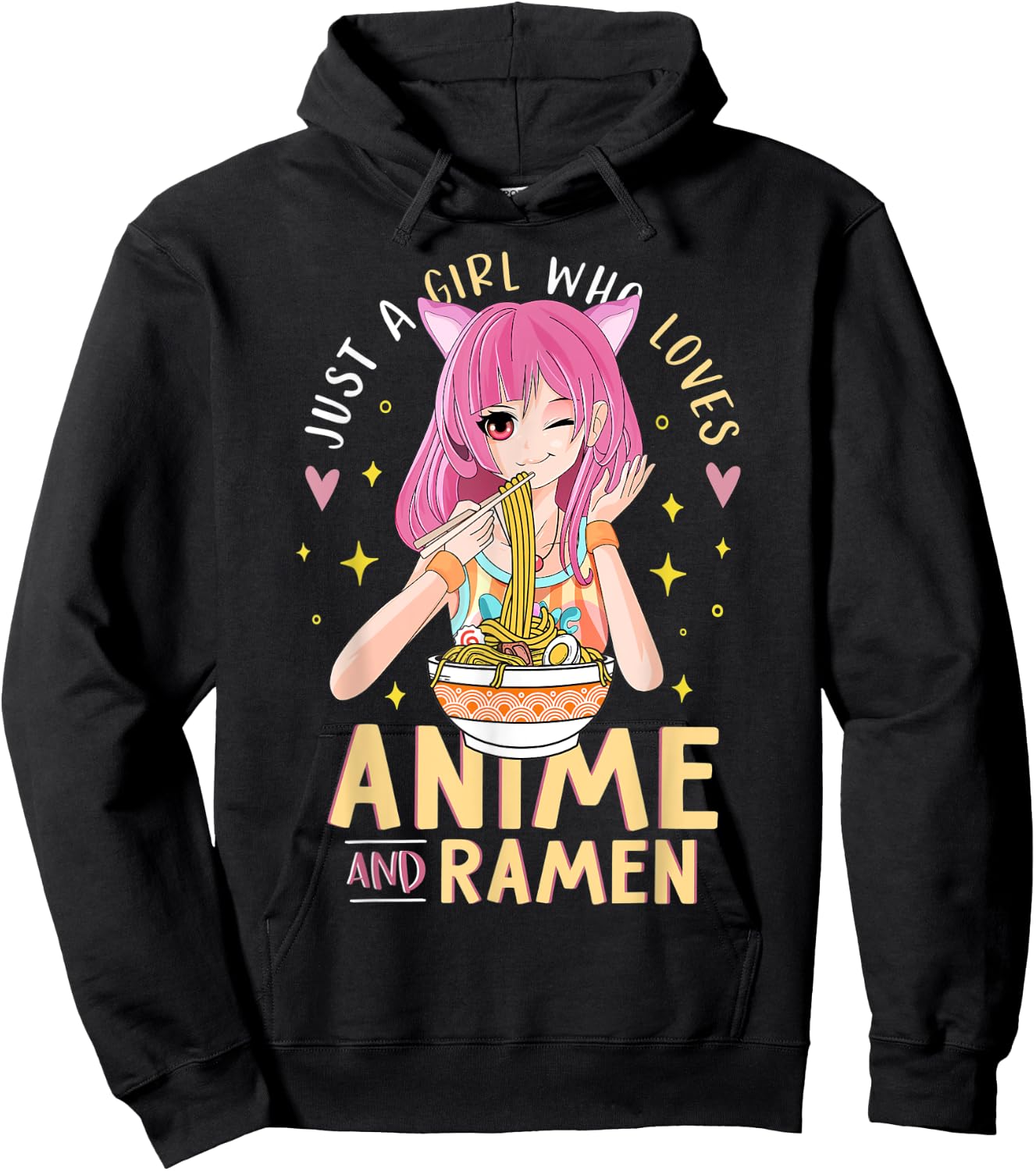 Just A Girl Who Loves Anime And Ramen Shirts For Teen Girls Hoodie - Hoodie | Black