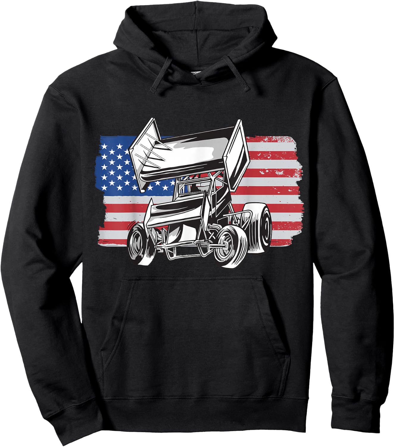 Sprint Car Racing USA Flag Hoodie - Hoodie | Black