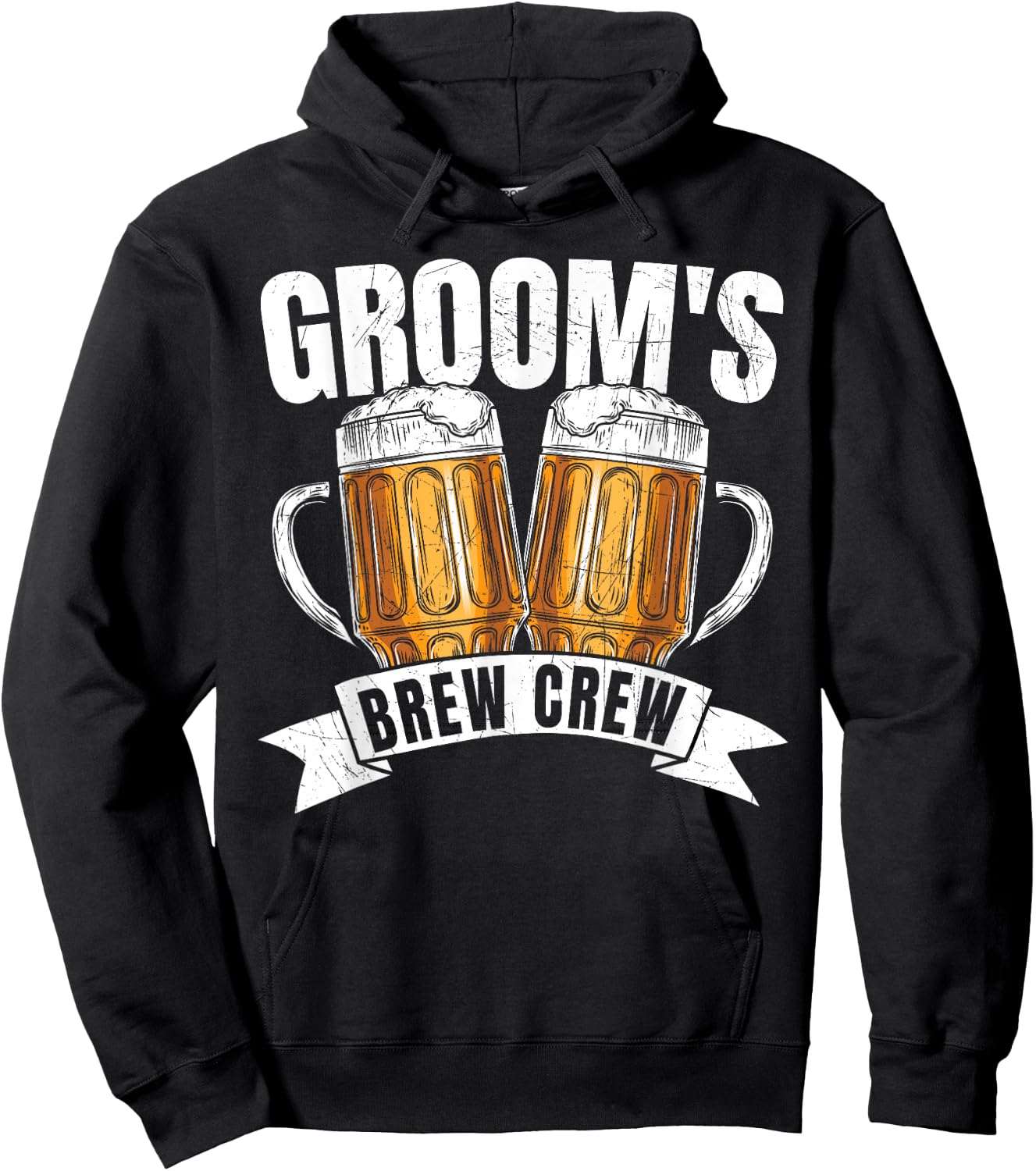 Groom's Brew Crew Funny Group Beer Drinking Team Hoodie - Hoodie | Black