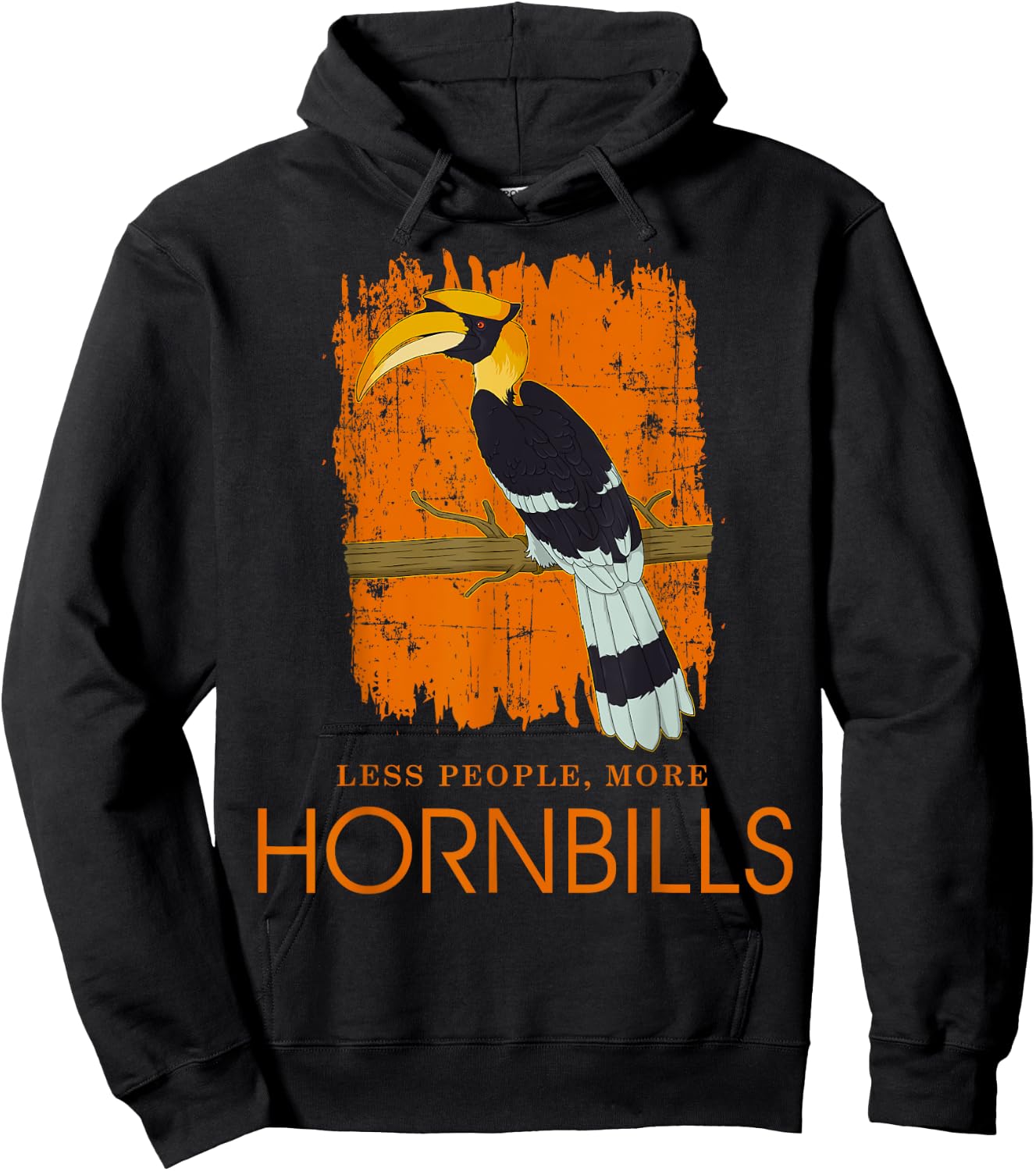 Less People Funny Ornithology Tropical Bird Hornbill Hoodie - Hoodie | Black