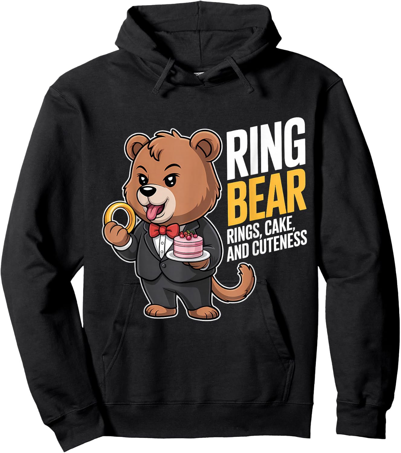 Ring Bearer Ring Security Funny Wedding Party Bear Ring Dude Hoodie - Hoodie | Black