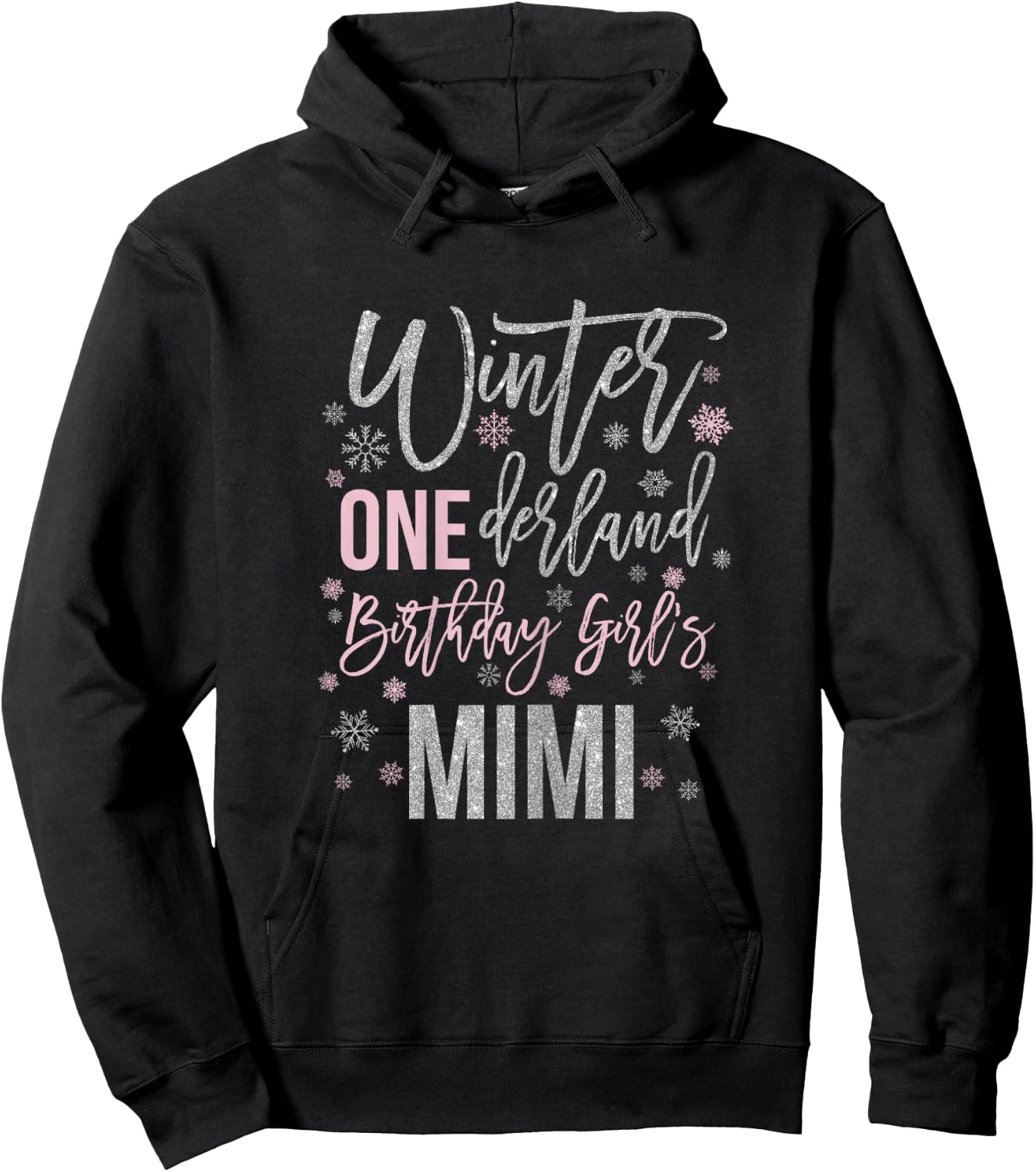 Mimi Pink Winter Onederland 1st Birthday Snowflake Matching Hoodie - Hoodie | Black