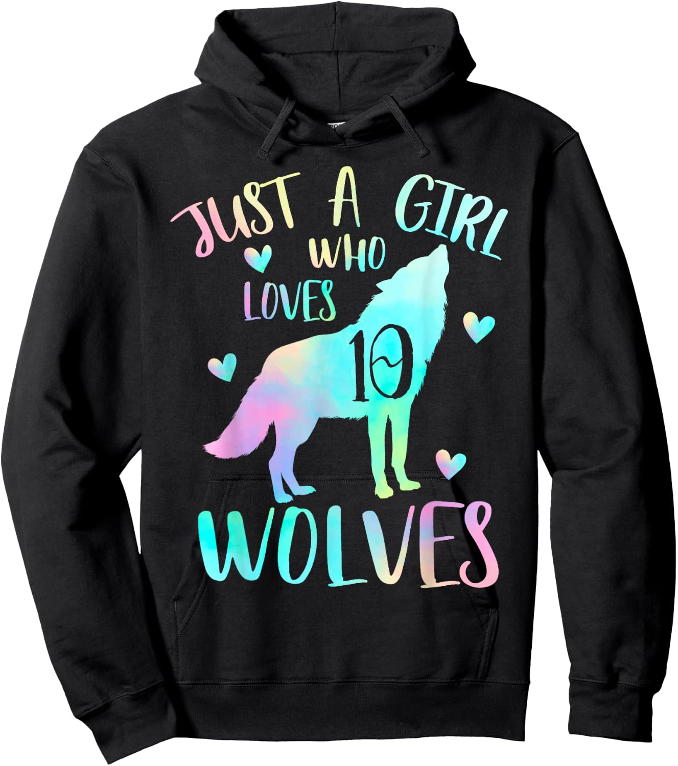 10 Year Wolf Birthday Theme - Just a Girl Who Loves wolves Hoodie - Hoodie | Black