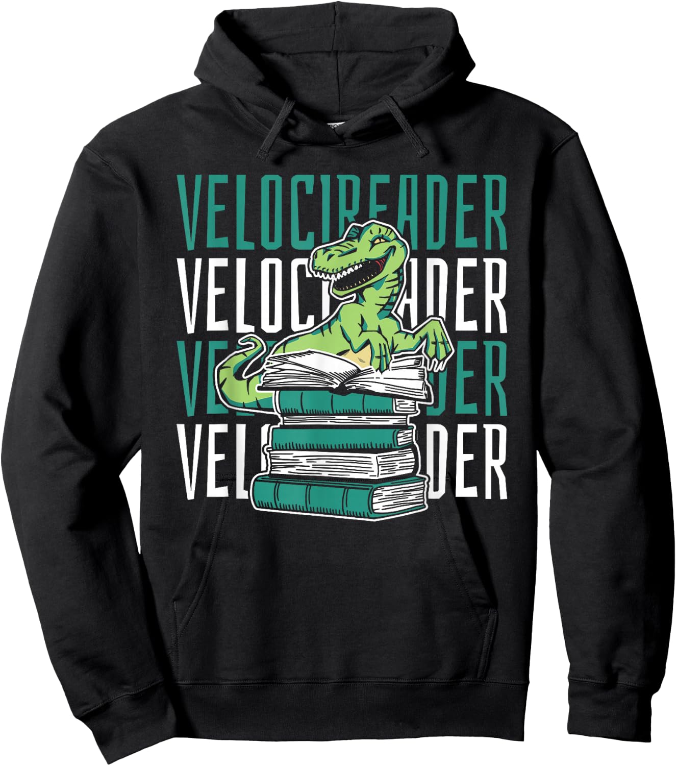 Velocireader Novel - Writer Bookworm Books Dinosaur Reading Hoodie - Hoodie | Black