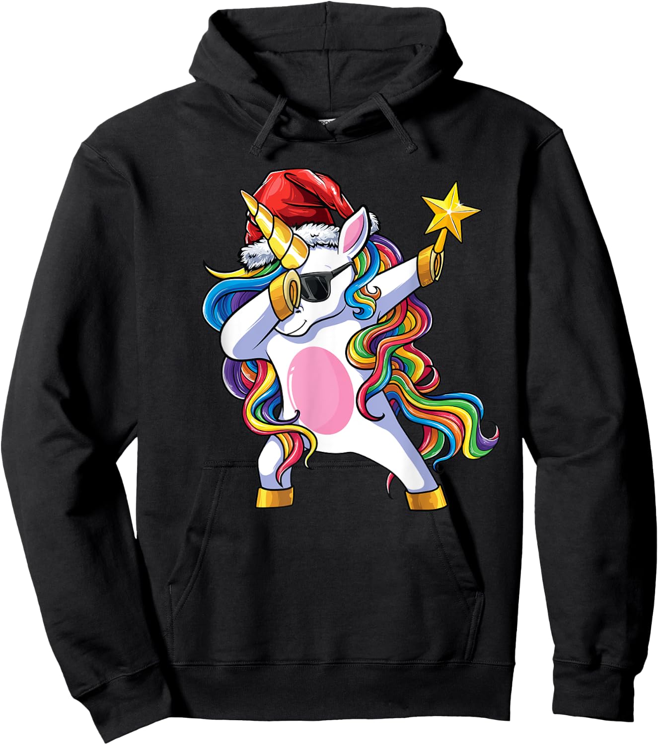 Unicorn Christmas Tree Lights Christmas Dabbing Unicorn Hoodie - Hoodie | Black