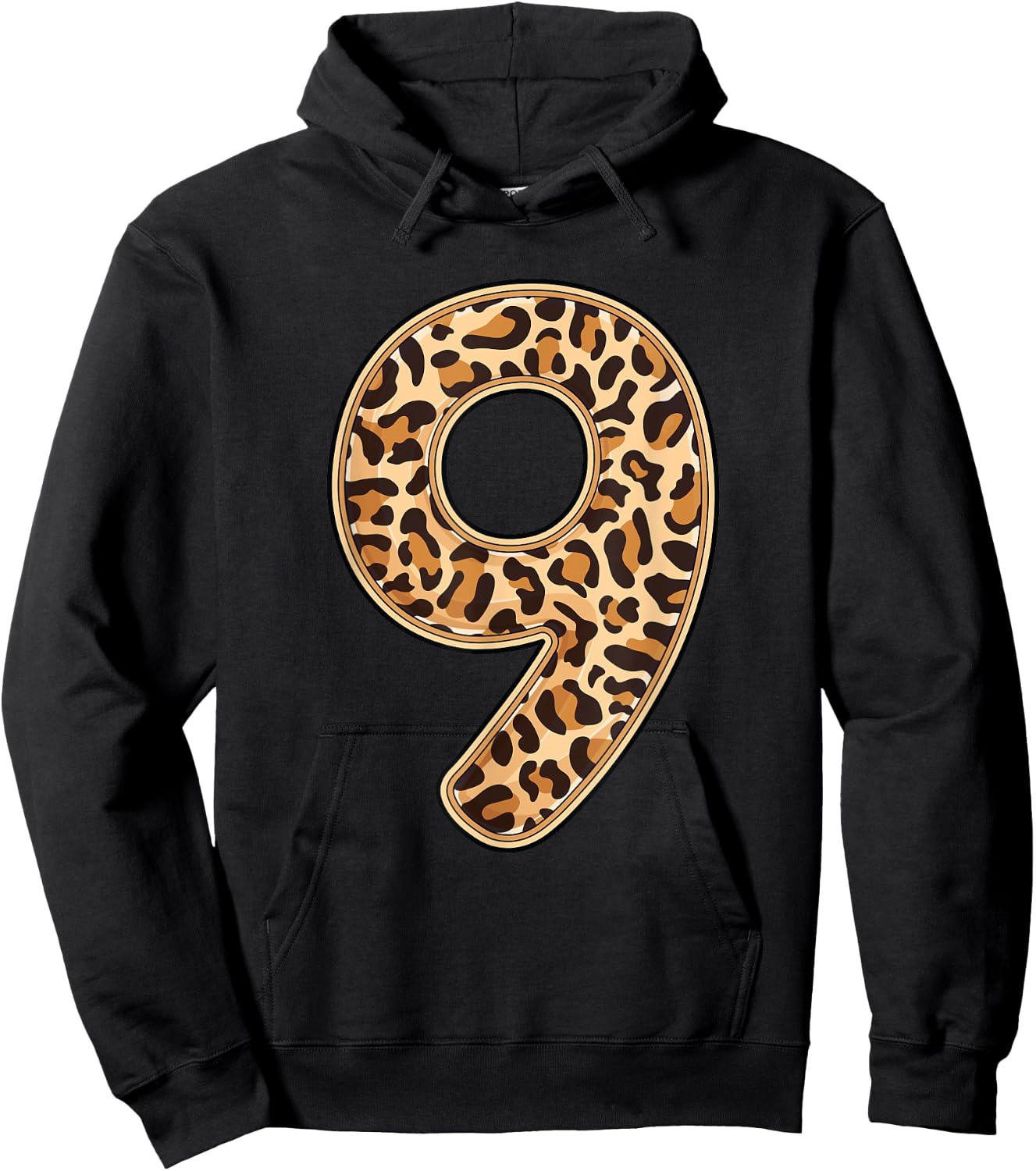 Leopard 9th Birthday Party Nine 9 Years Old Wild Cats Kids Hoodie - Hoodie | Black