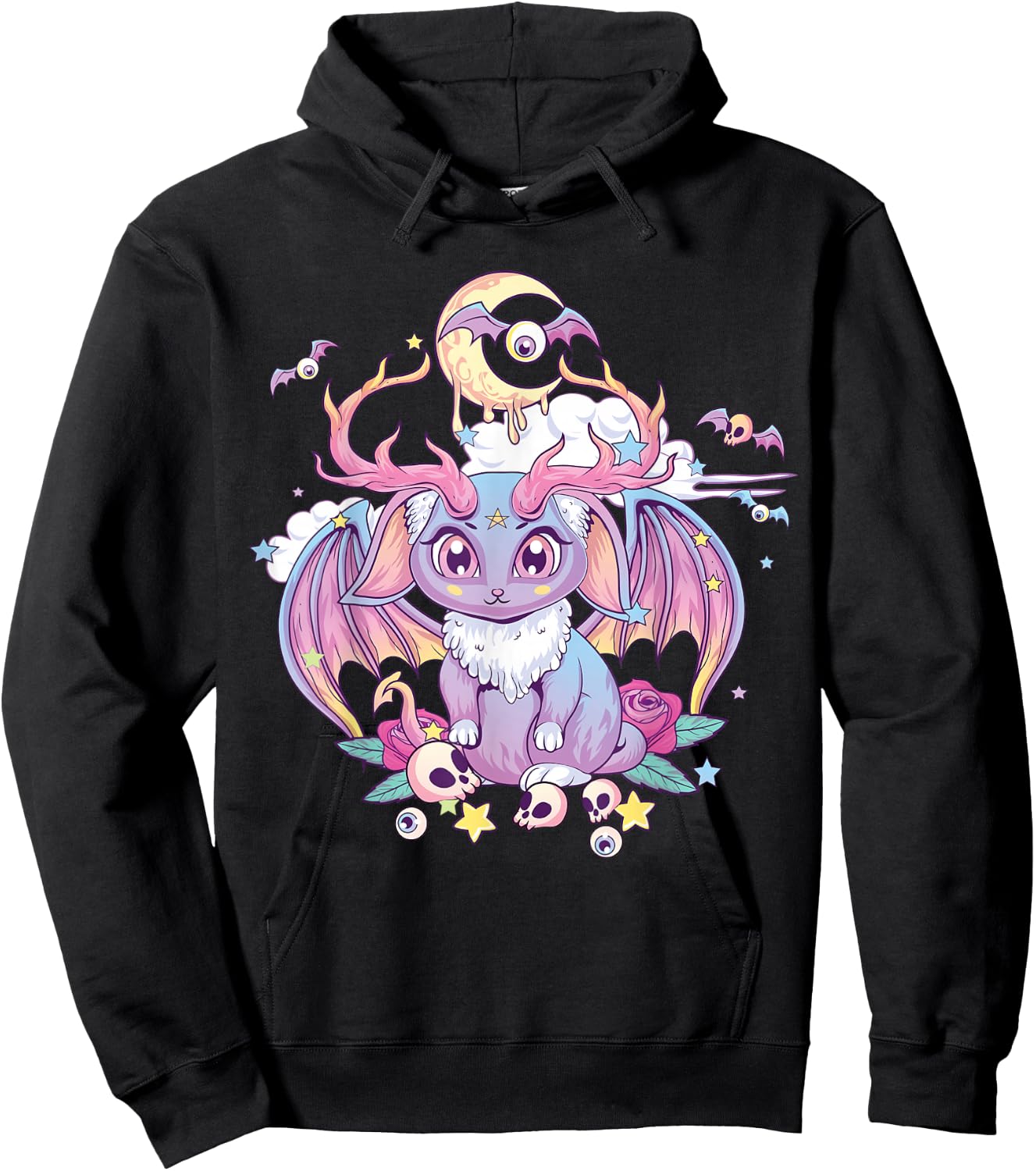 Pastel Goth Creepy Occult Satanic Jackalope Kawaii Menhera Hoodie - Hoodie | Black