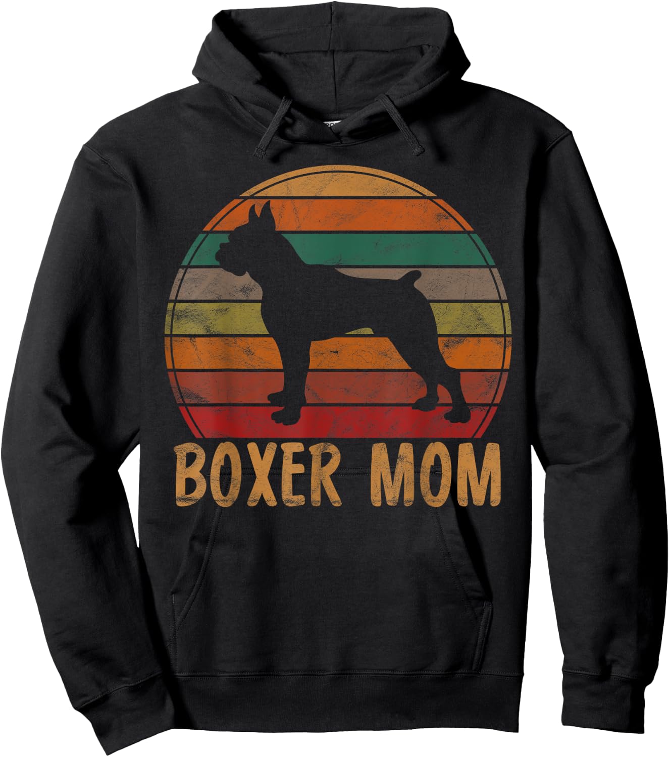 Retro Boxer Mom Gift Dog Mother Pet Boxer Mama Hoodie - Hoodie | Black