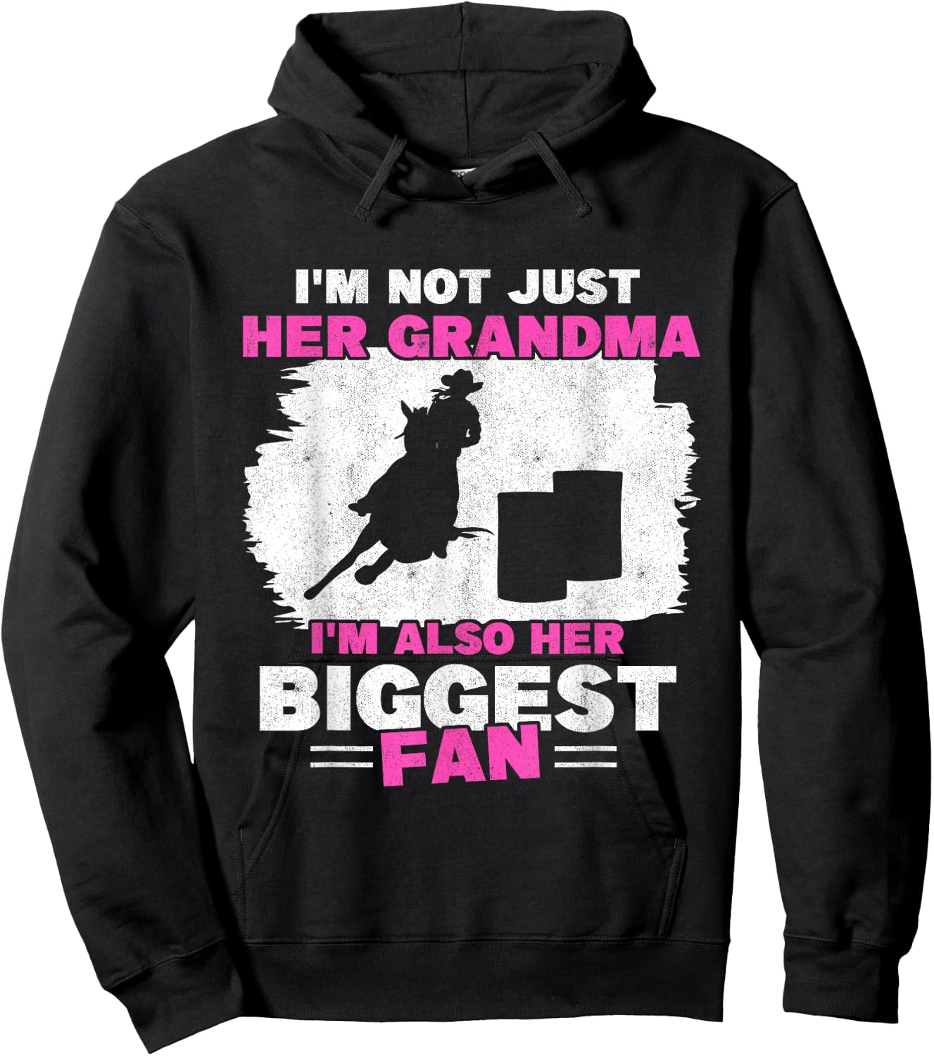 Grandma Of Barrel Racer Biggest Fan Horse Barrel Racing Hoodie - Hoodie | Black