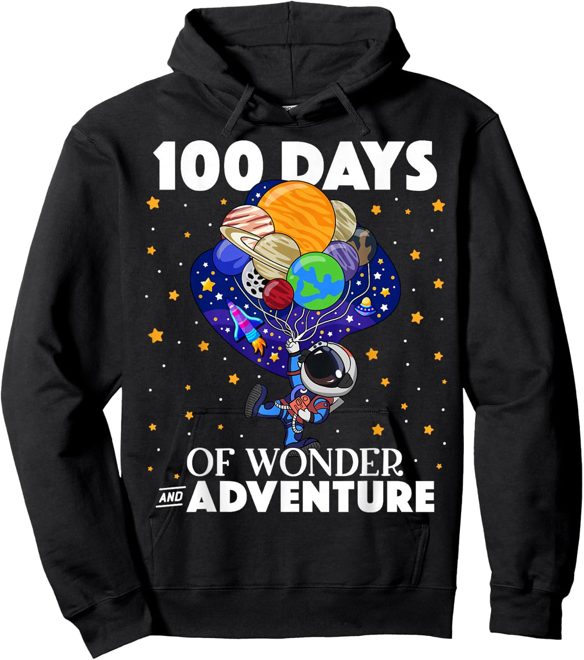 100 Days of School Astronaut Space Boys Kids 100th Day Hoodie - Hoodie | Black